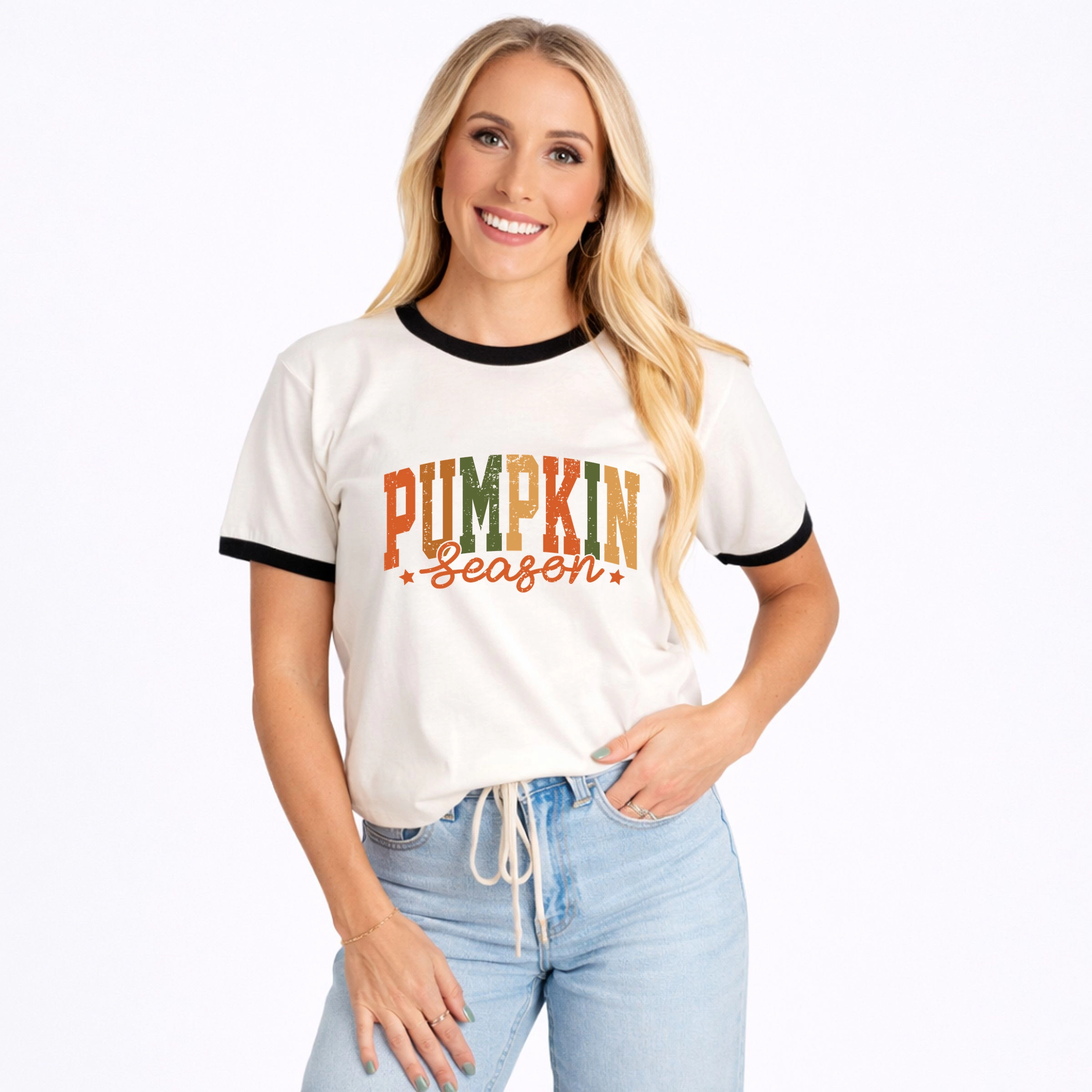 Simply Sage Market - Women's Ringer Graphic T-Shirt Pumpkin Season Multi