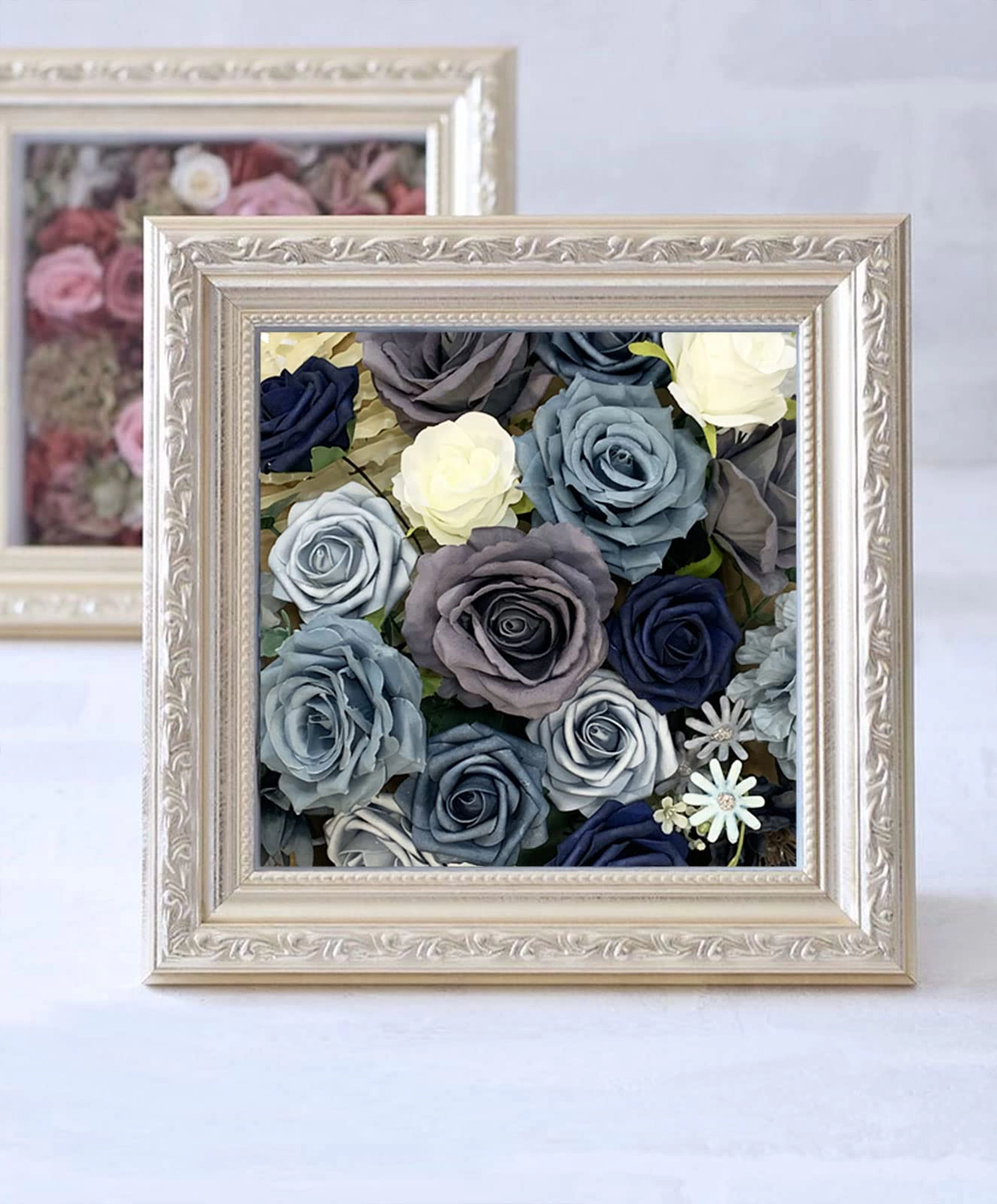 PUPWE Roses Artificial Flowers Dusty Blue Bouquet Flower With Stem