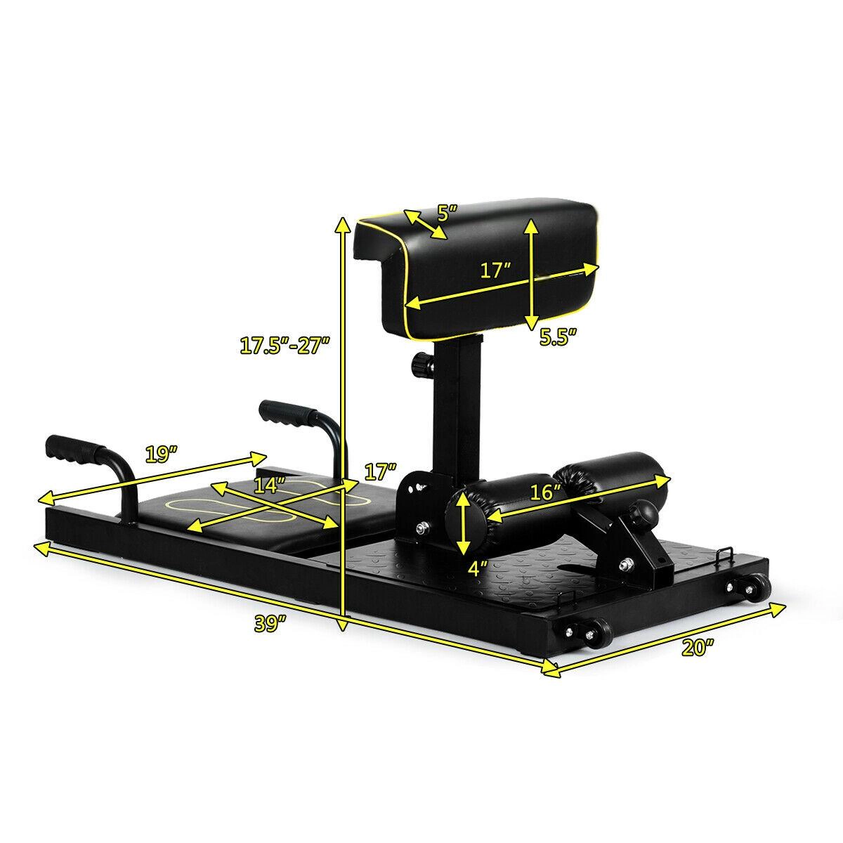 SUGIFT Black 8-in-1 Sissy Squat Machine with Padded Rollers and Tension Ropes 39-in W 20-in D 220-lb User Capacity
