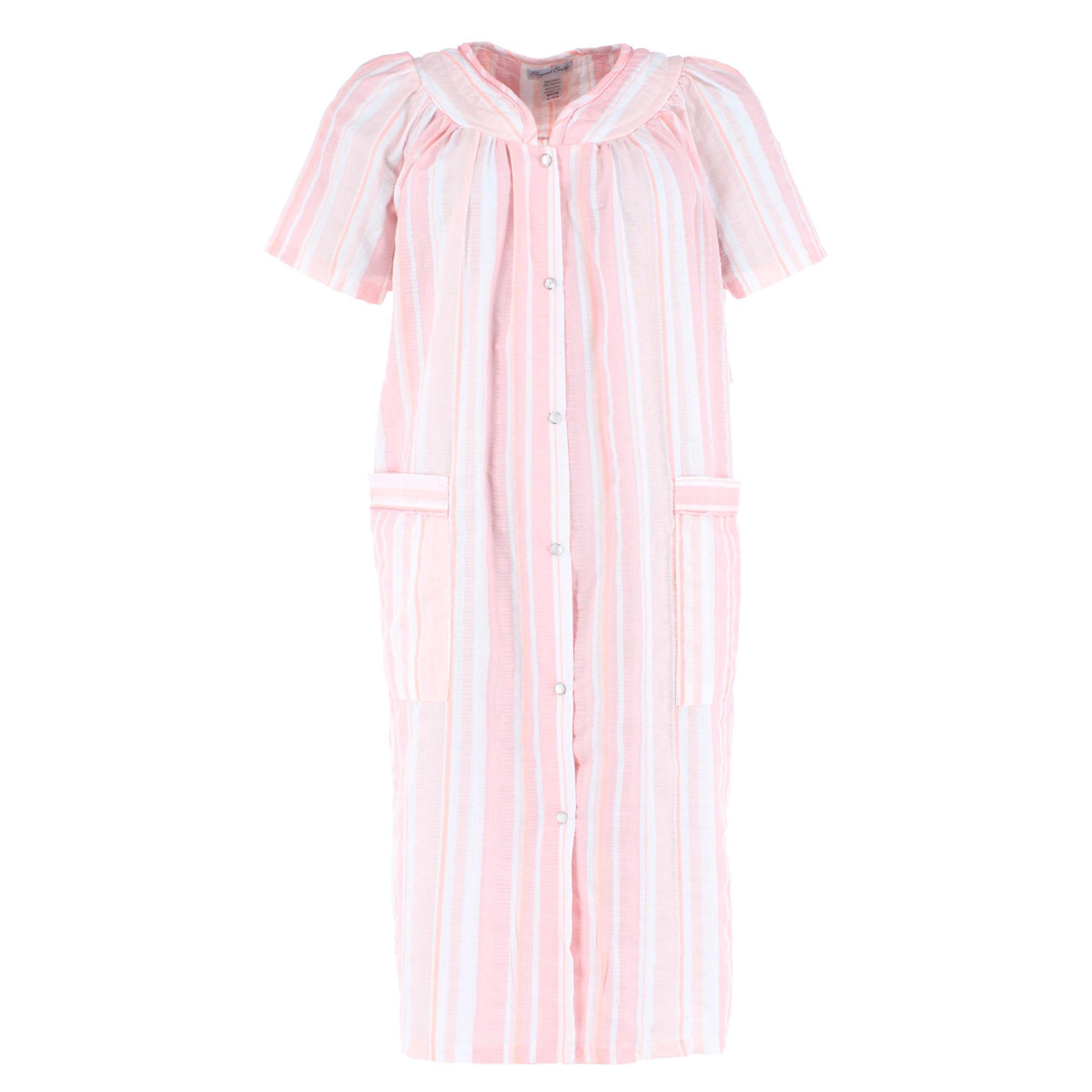Elegant Emily Women's Woven Plisse Striped Duster Down