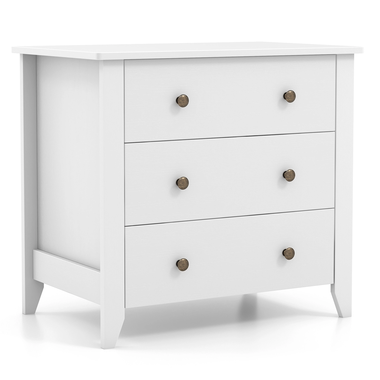 SUGIFT White Bedside Storage Cabinet Chest of Drawers 3-Drawer Dresser
