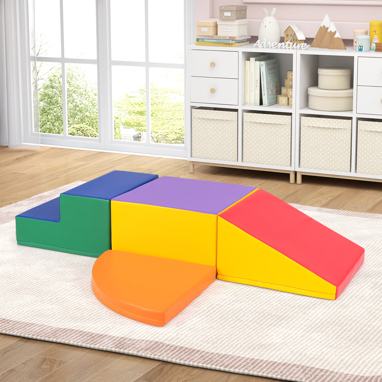 SUGIFT 4-Piece Climb and Crawl Foam Block Play Set for Infant Baby Red