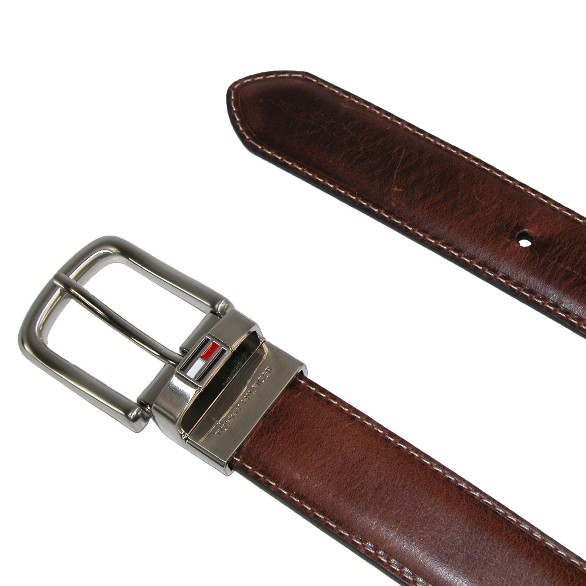 Tommy Hilfiger Men's Leather Reversible Belt with Flag Logo