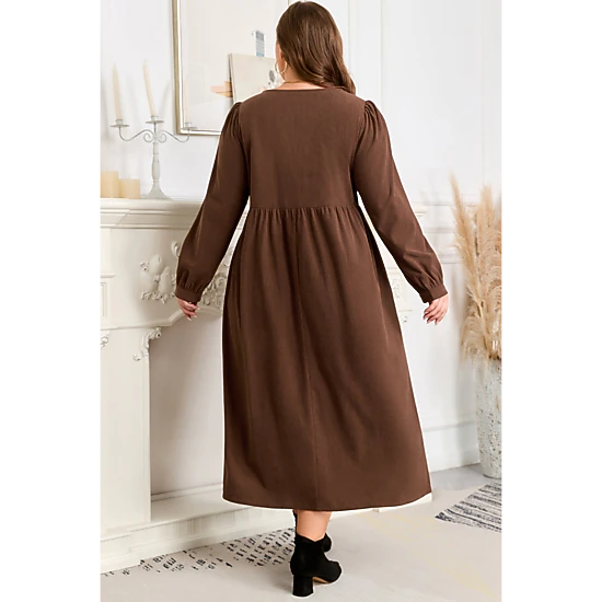 Threaded Pear Women's Hallie High Waist Midi PLUS Dress