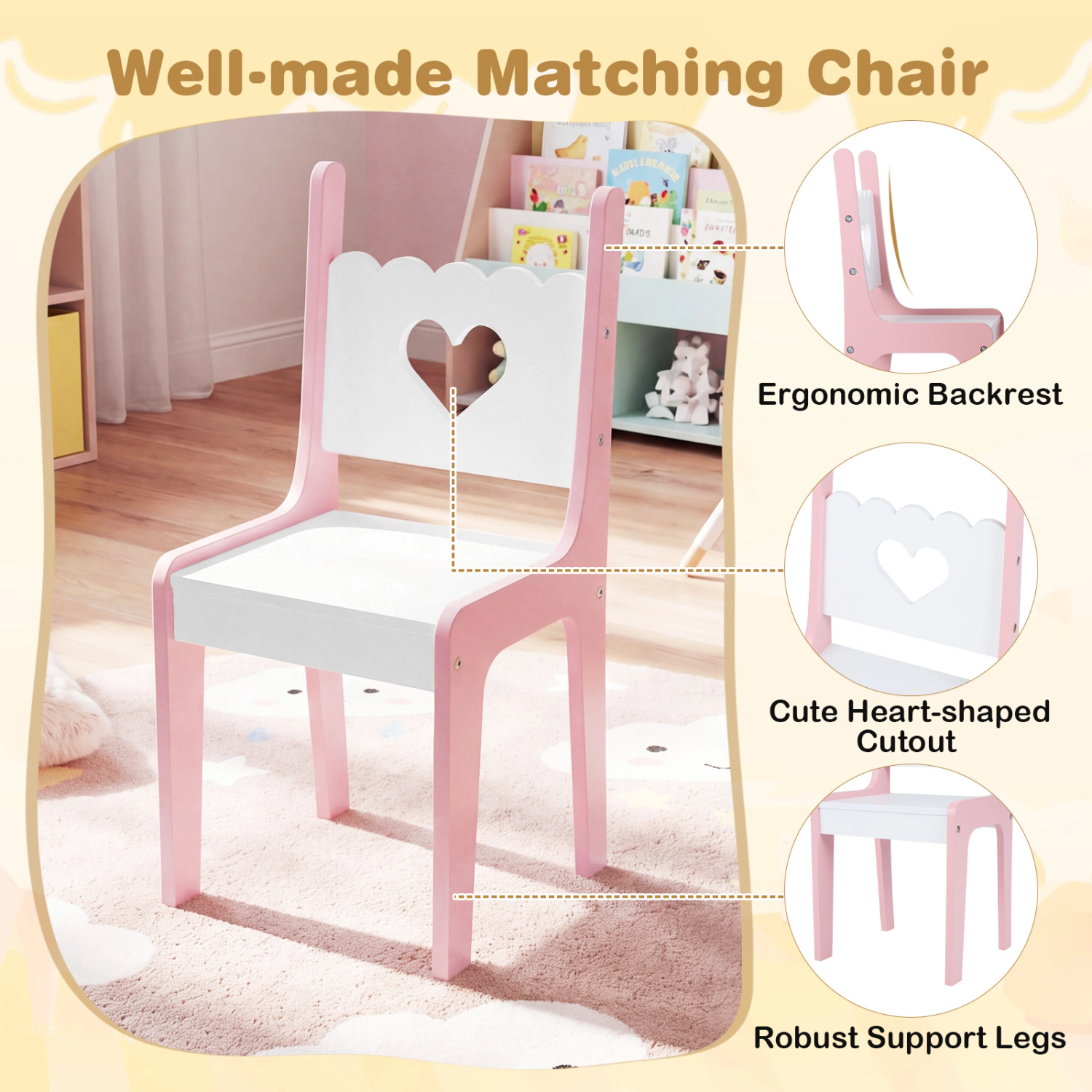 Hivvago Kids Vanity Set Princess Girls Makeup Table With Mirror And Chair