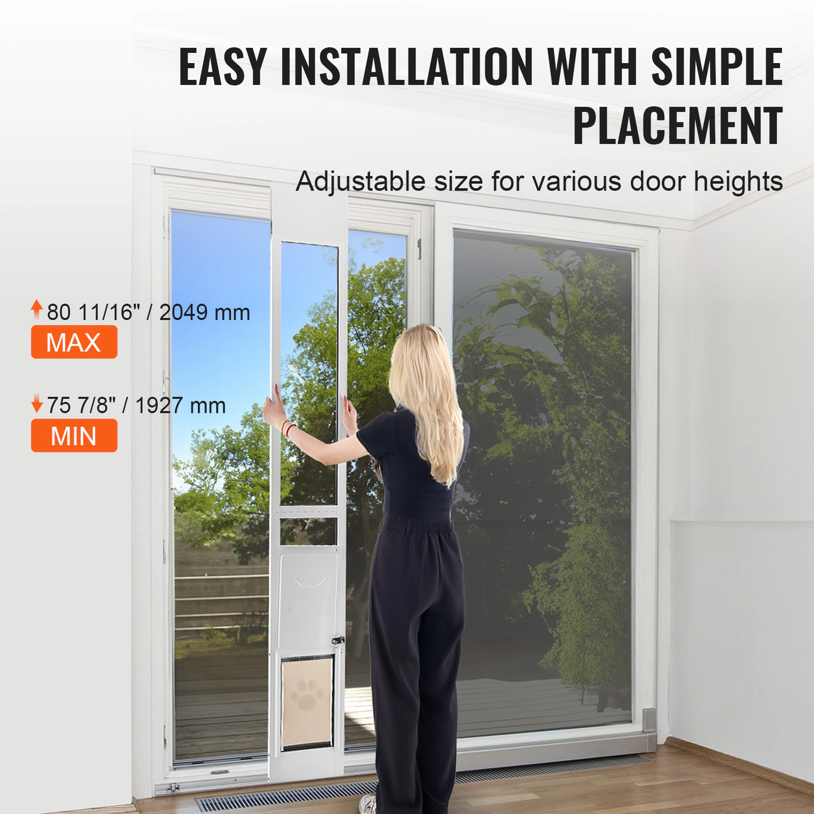 HONGGE Sliding Glass Dog Door for Small Dogs, 8x12 Inch Flap, Aluminum Frame, Tempered Glass Window, Lock
