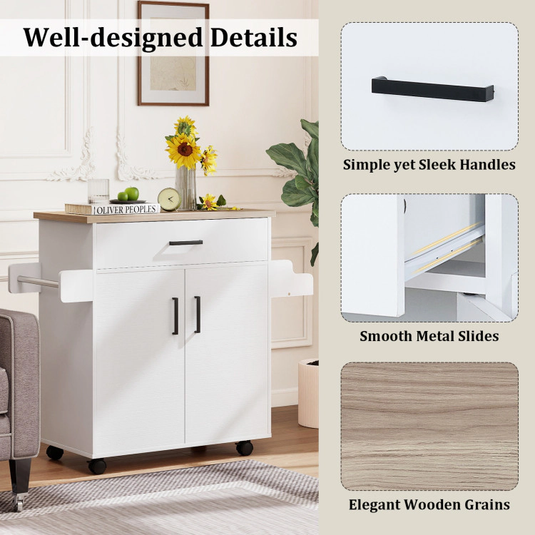 Hivvago Kitchen Island Cart Rolling Kitchen Storage Island with Drawer