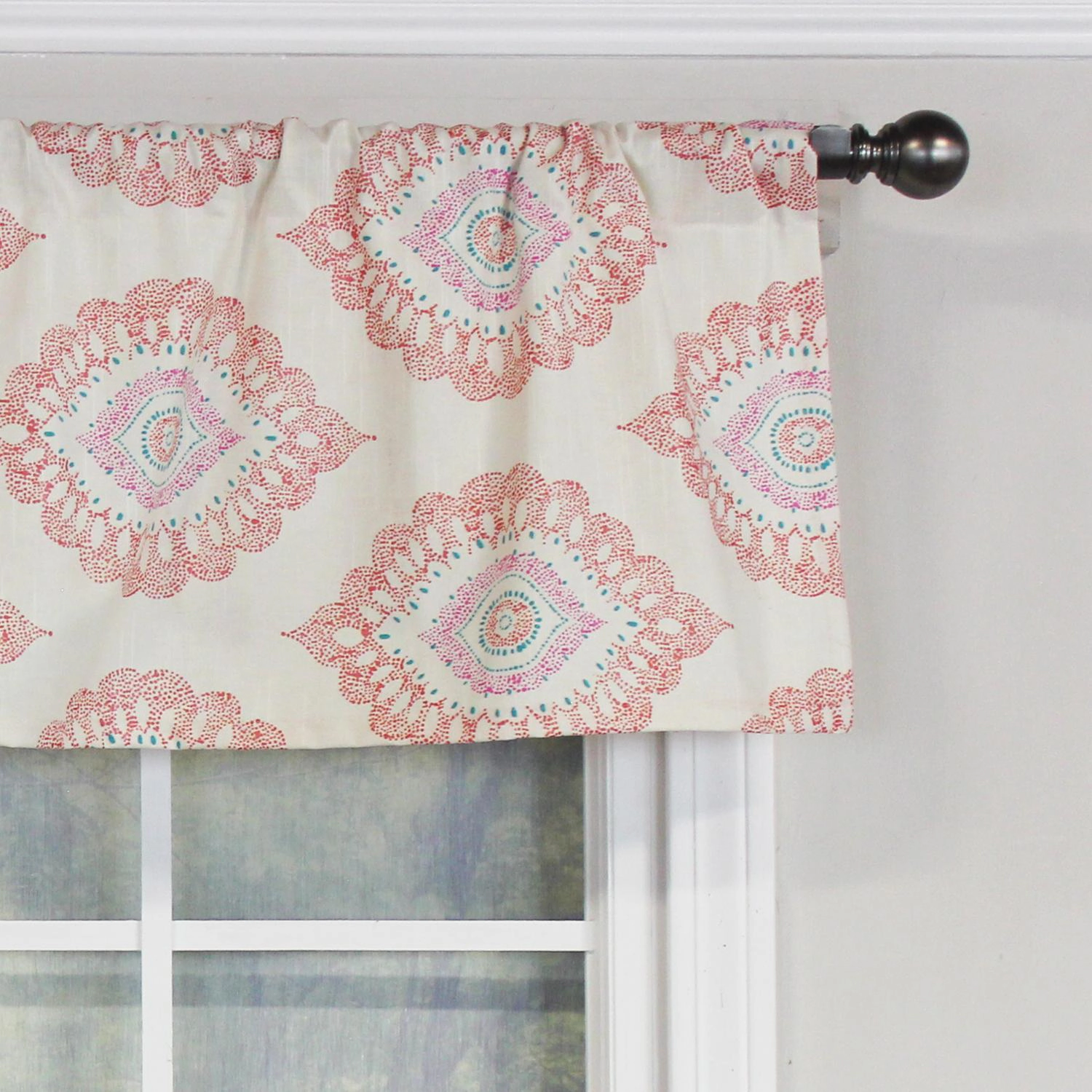 RLF Home Exquisite Tailored 100% Cotton with Fully Lined 3" Rod Pocket Valnance for Windows 50" x 14" Scarlet
