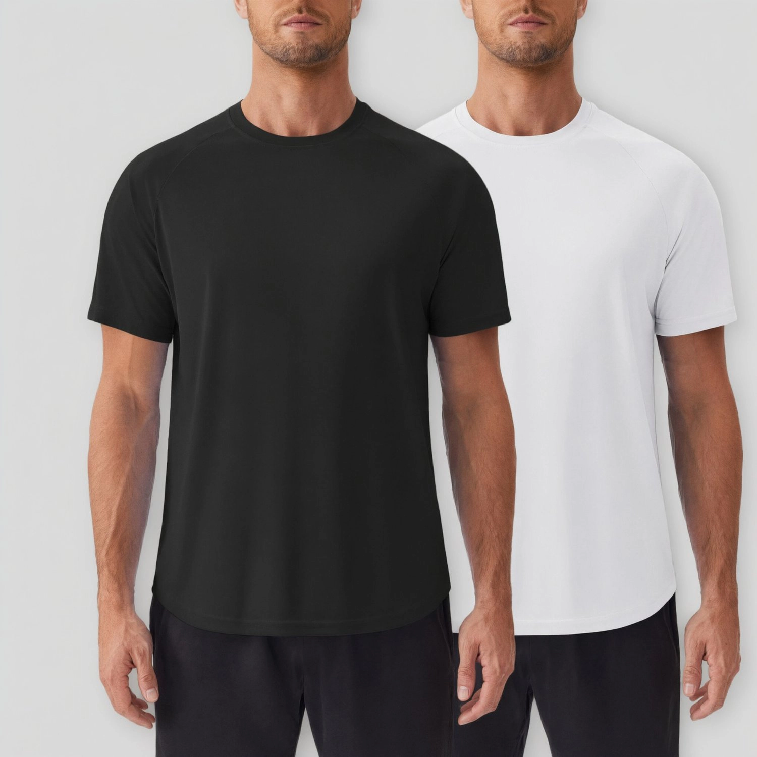 Pinspark Mens Solid Short Sleeve Crew Neck T-Shirts Moisture Wicking Athletic Tees