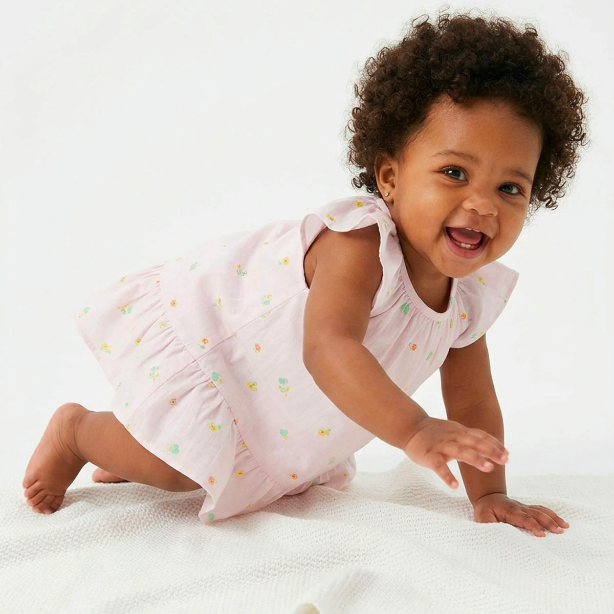 Rockets of Awesome Flutter Woven Dress For Baby Girl