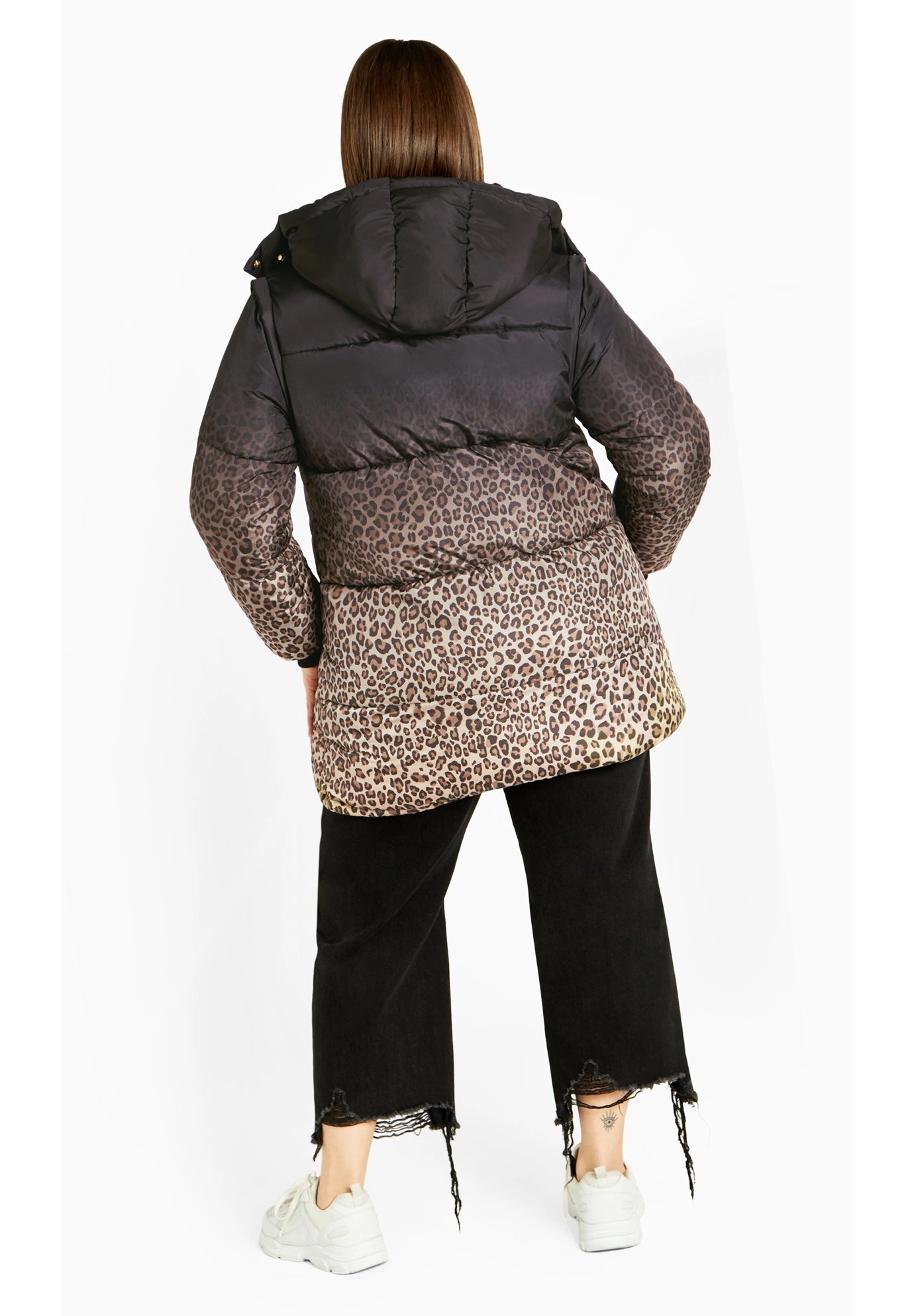 Avenue Women's Plus Size Indi Print Puffer Jacket