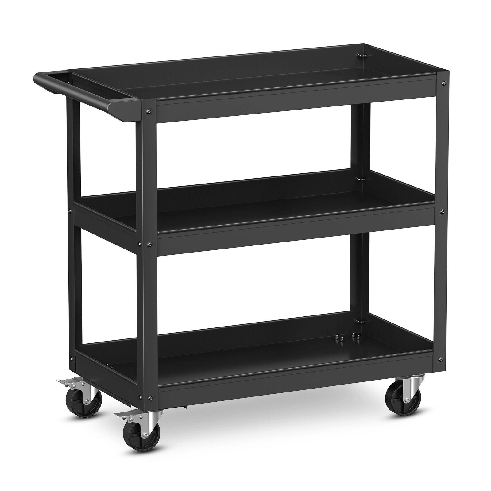 SlickBlue 3-Tier Utility Cart with Locking Wheels and Large Storage Shelves