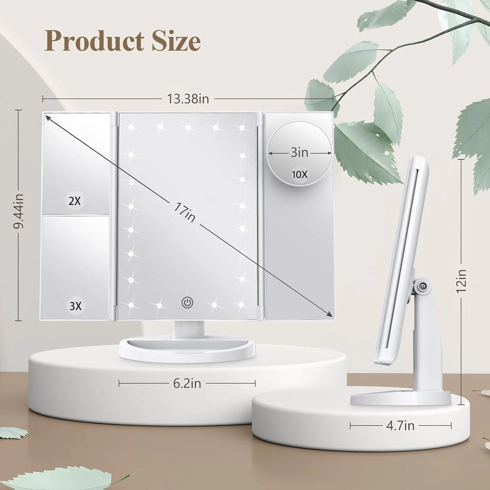 Novsight Trading Unisex Trifold Lighted Magnifying Vanity Mirror