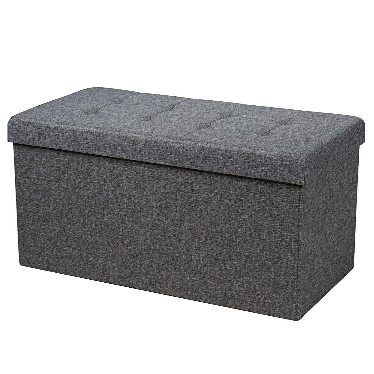 SlickBlue Storage Ottoman Bench with Foldable Design and Removable Bin