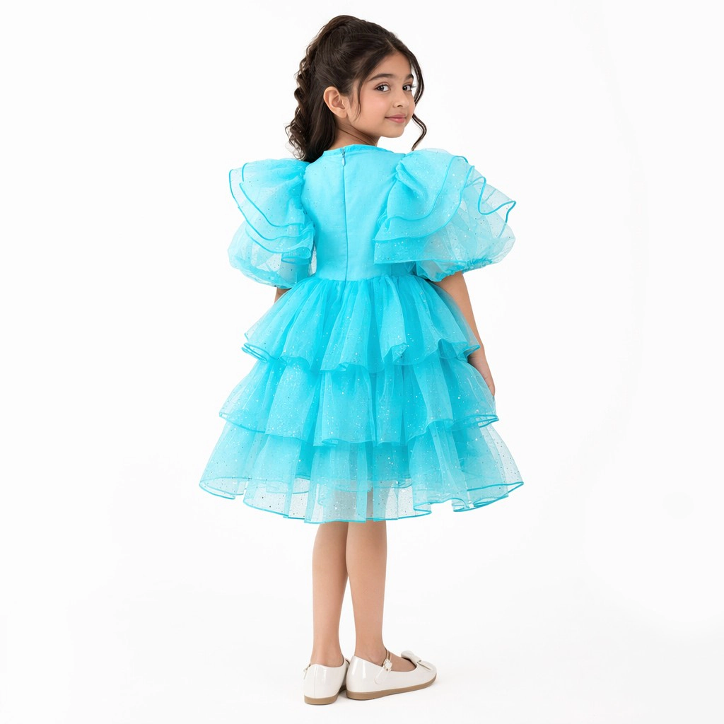 Faeella Girls Bluebell Fairy Layered Tulle Flower Girl Dress