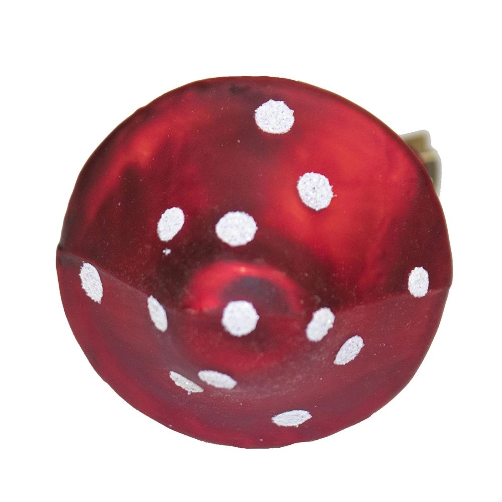 Kurt Adler Red Toadstool Mushroom Clip-On Glass Christmas Tree Ornaments 2-Piece Set 4 inch