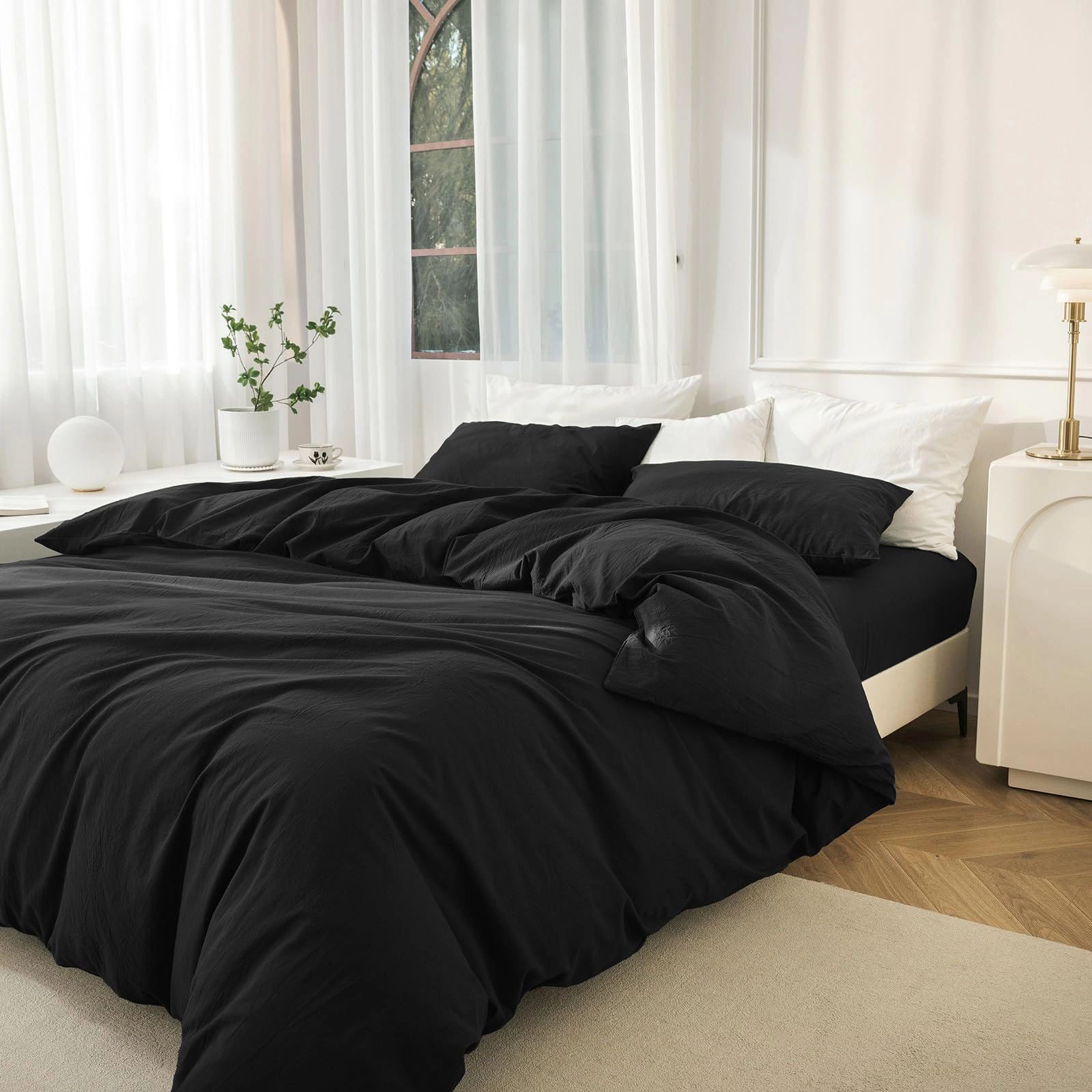 PUPWE Queen Washedton Duvet Cover Set  3-piece Check