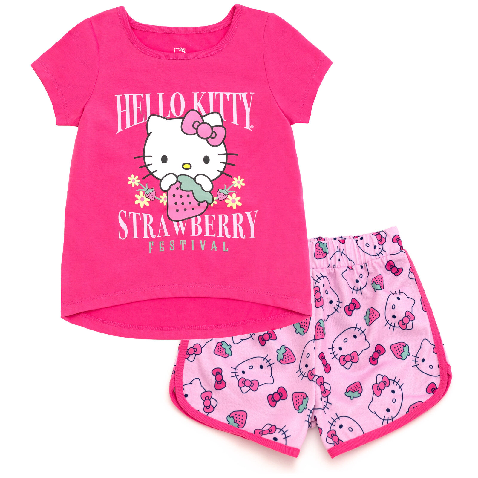 Hello Kitty Girls' T-Shirt and French Terry Shorts Set