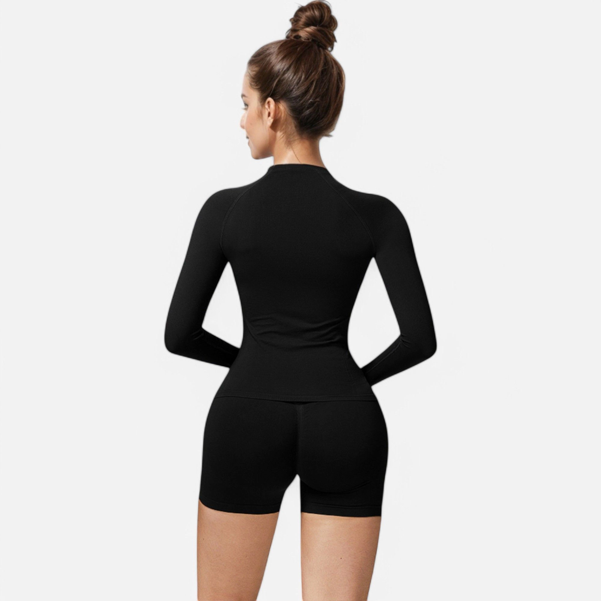 Anna-Kaci Women's Long Sleeve Fitted Crew Neck Top with Thumbhole Cuffs and Seam Detailing