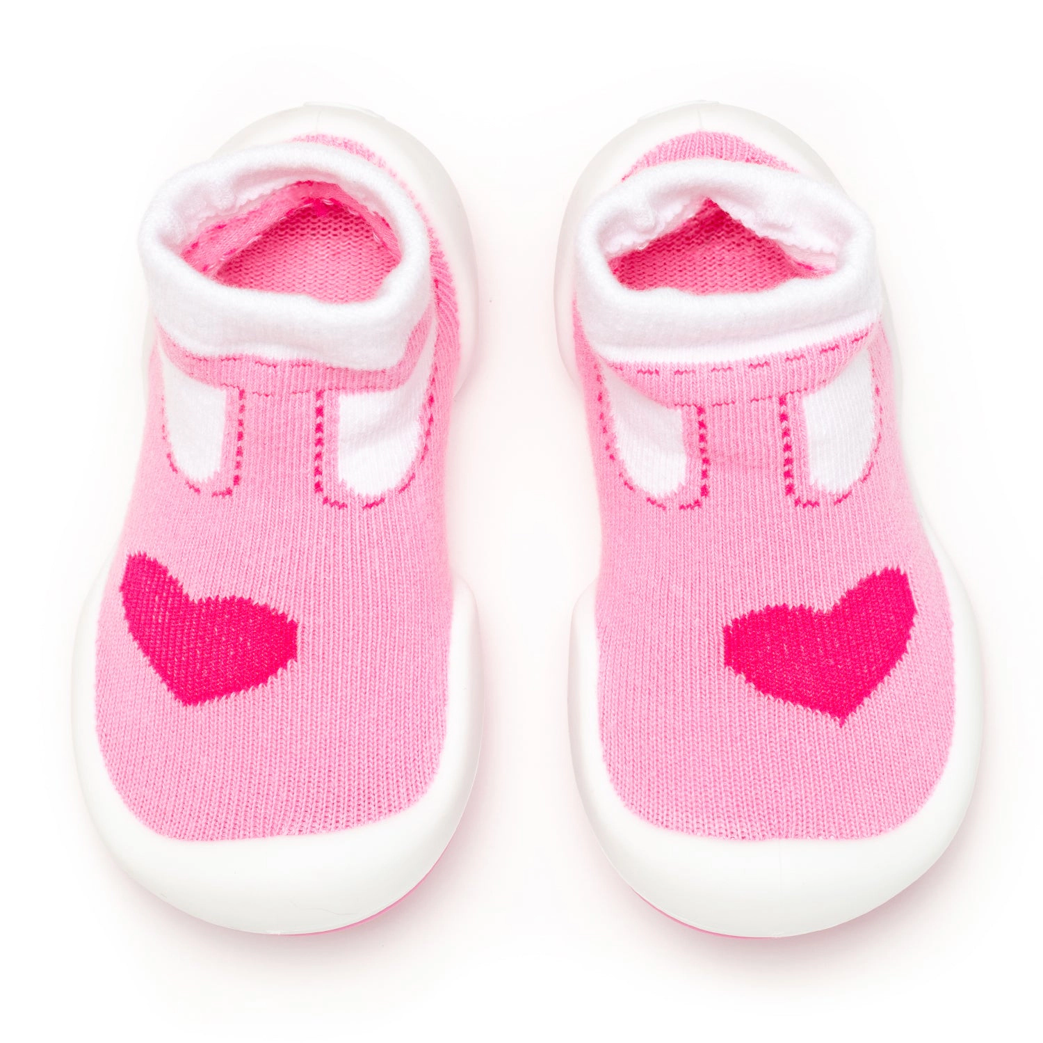 Komuello Toddler Girl First Walk Sock Shoes T-Strap Heart