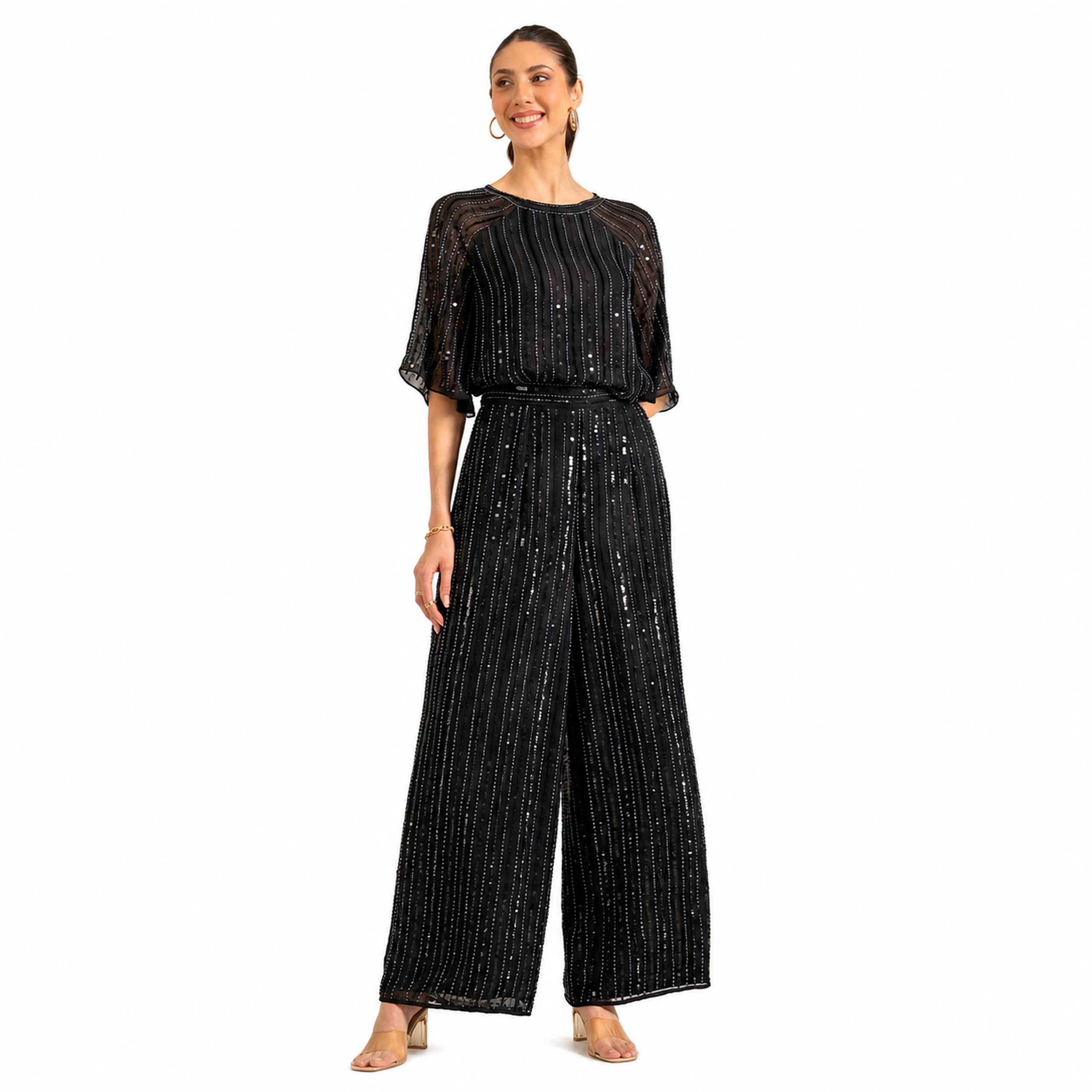 Rose & Nancy Women's Aurora Navy Blue Sequin Top