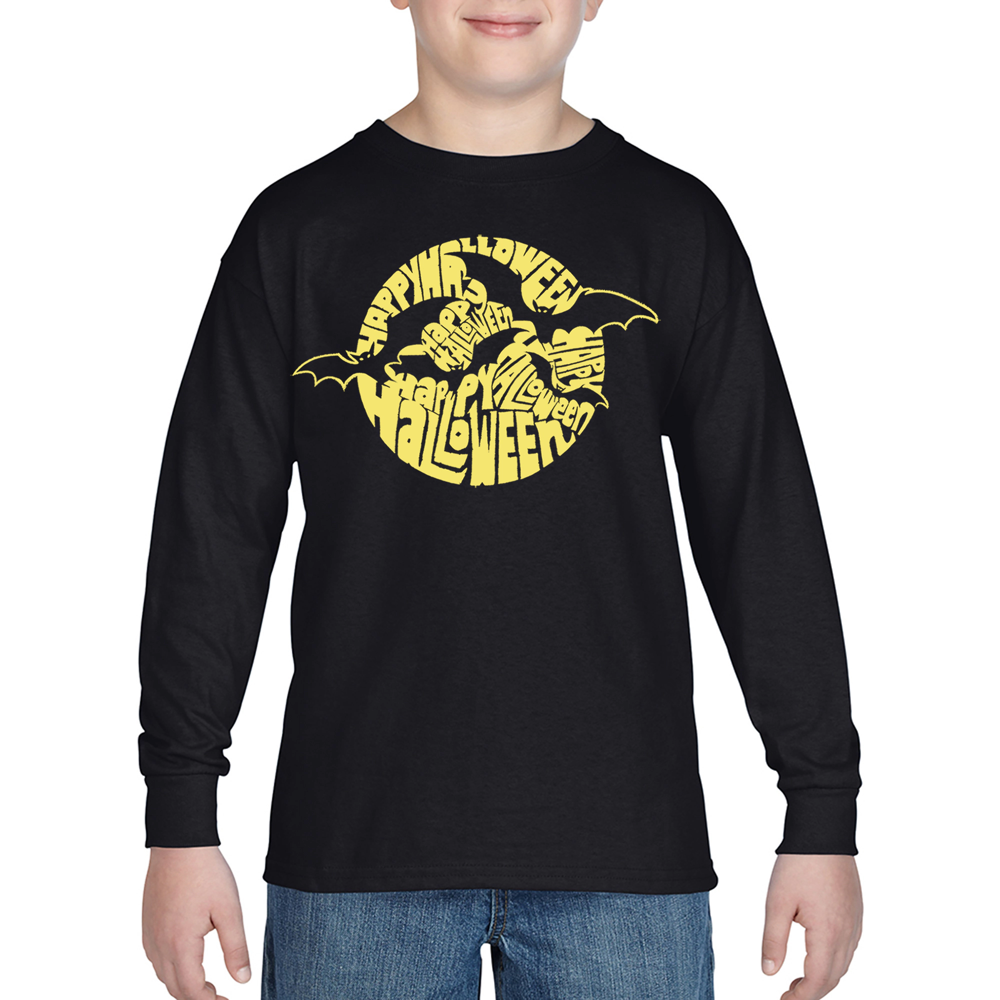 LA Pop Art Boys Long Sleeve T-Shirt -  Halloween Bats