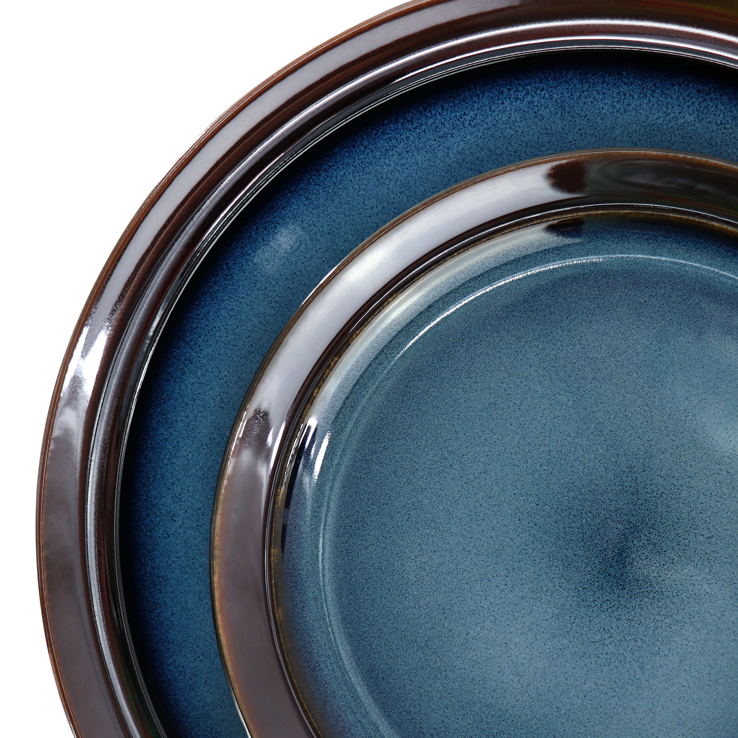 Gibson Elite 16 Piece Priya Reactive Glaze Stoneware Dinnerware Set Blue
