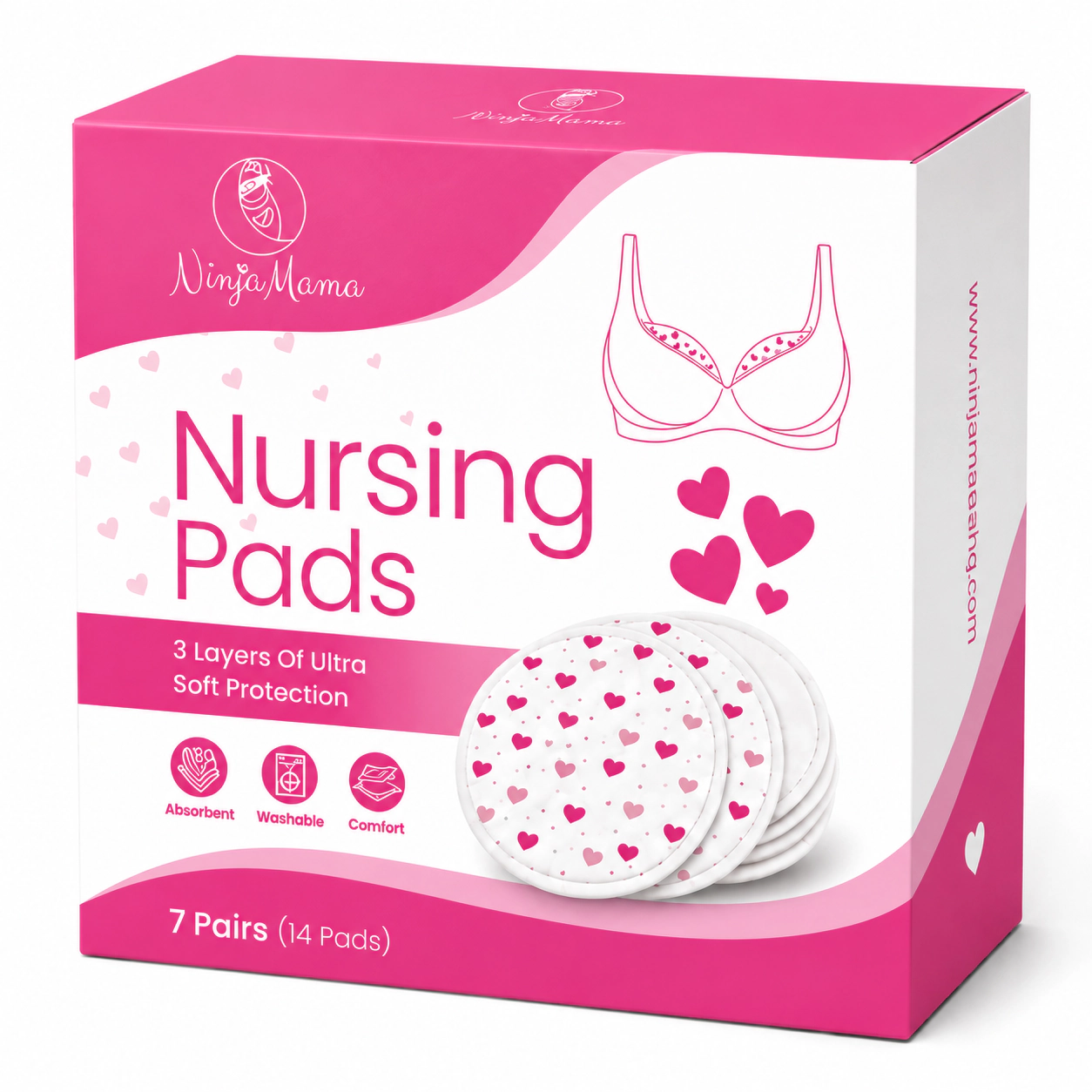 Ninja Mama Women's Super Soft Bamboo Washable Breast Pads - Pack of 14 - (7 Pairs)