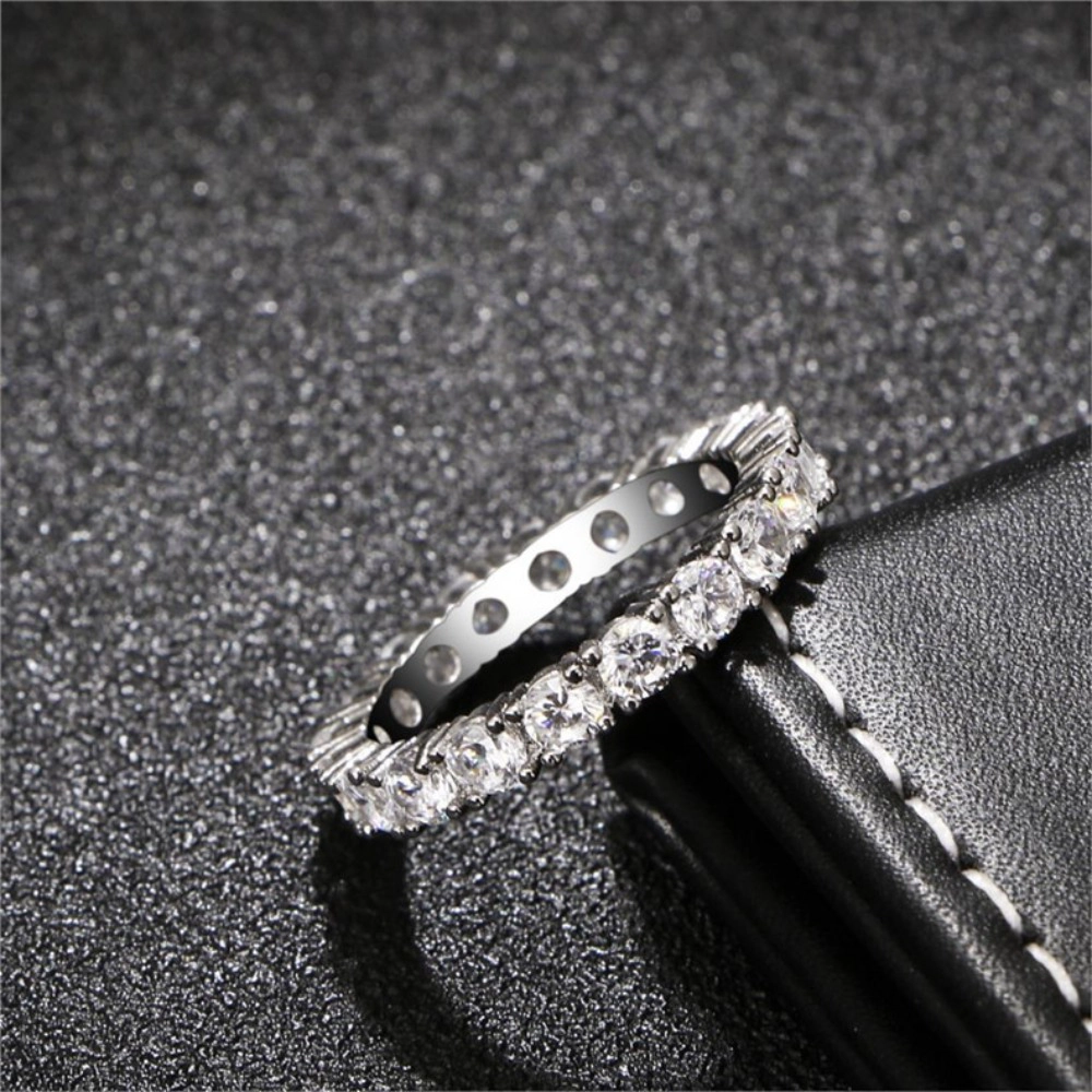 Wardrobe Whimsy Full Eternity Round Cubic Zirconia Silver‑Tone Band Ring