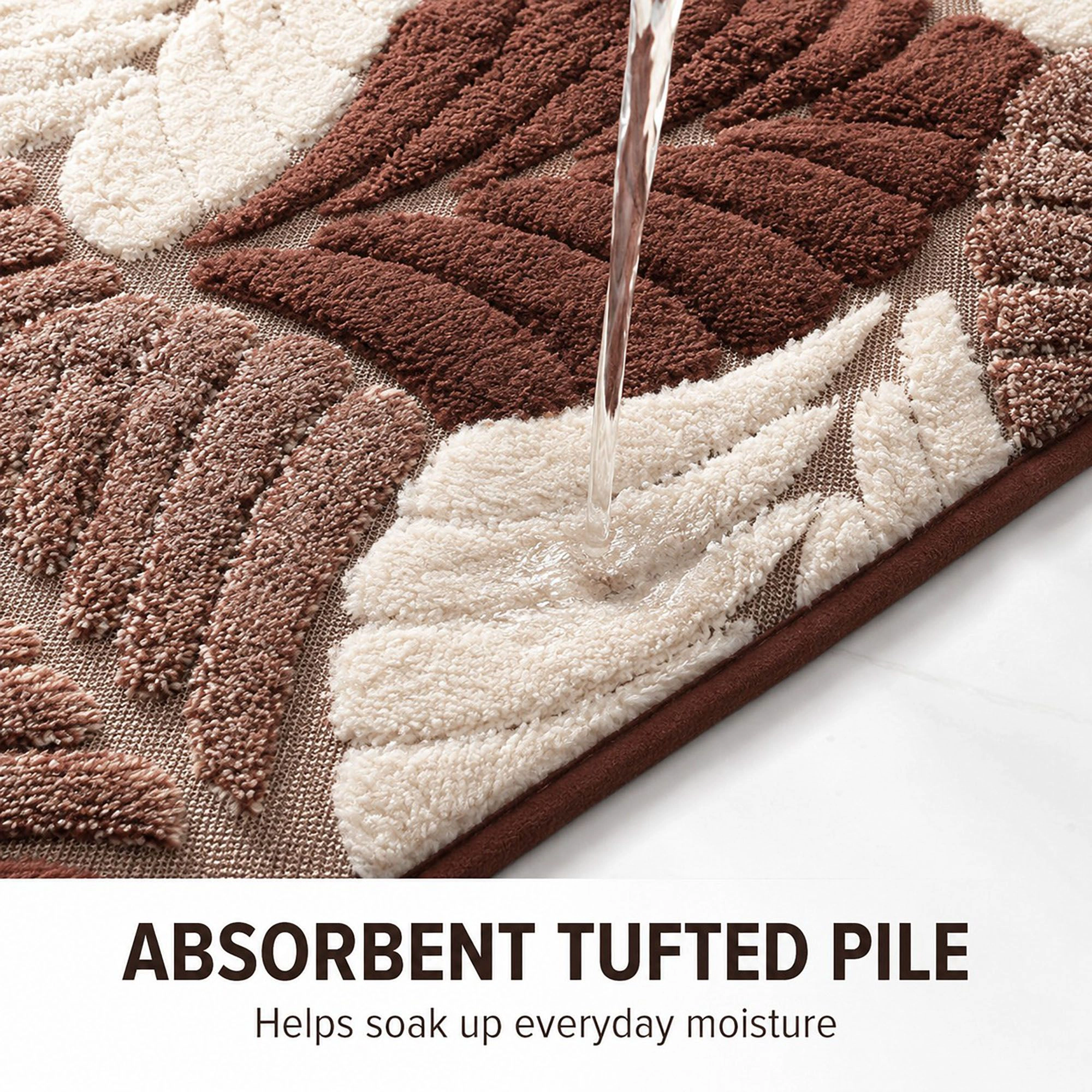 Alilang Unisex Botanical Leaf Bath Mat Nonslip Tufted Accent Rug 15.7 x 23.6 Inches