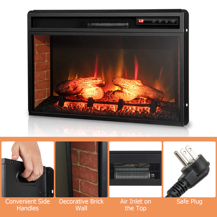 SUGIFT 27 x 18 in Infrared Electric Fireplace Insert with 400 Sq Ft Heating Area 1400W 4777 BTU Remote Control Black