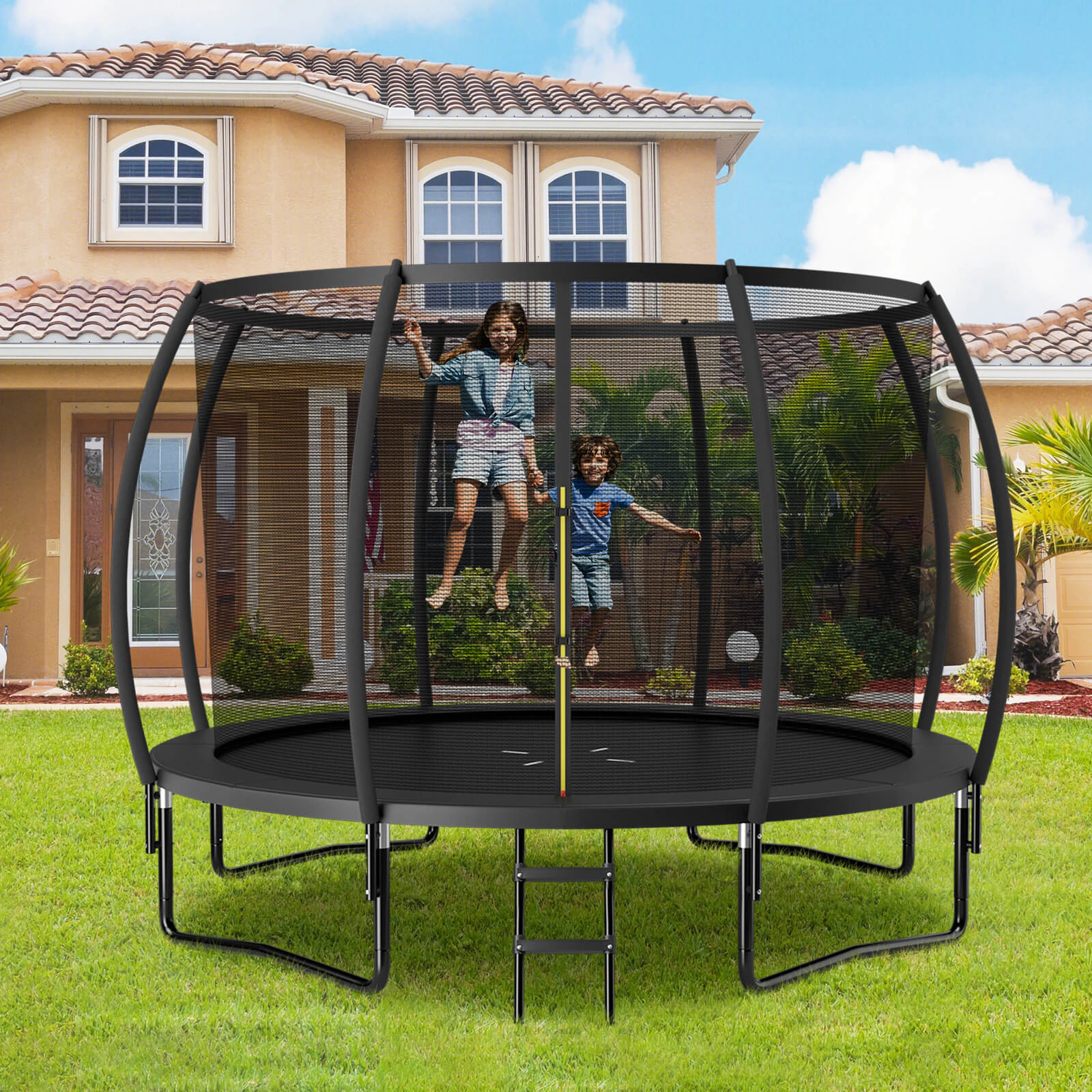 LJG 12FT ASTM Approved Recreational Trampoline with Ladder