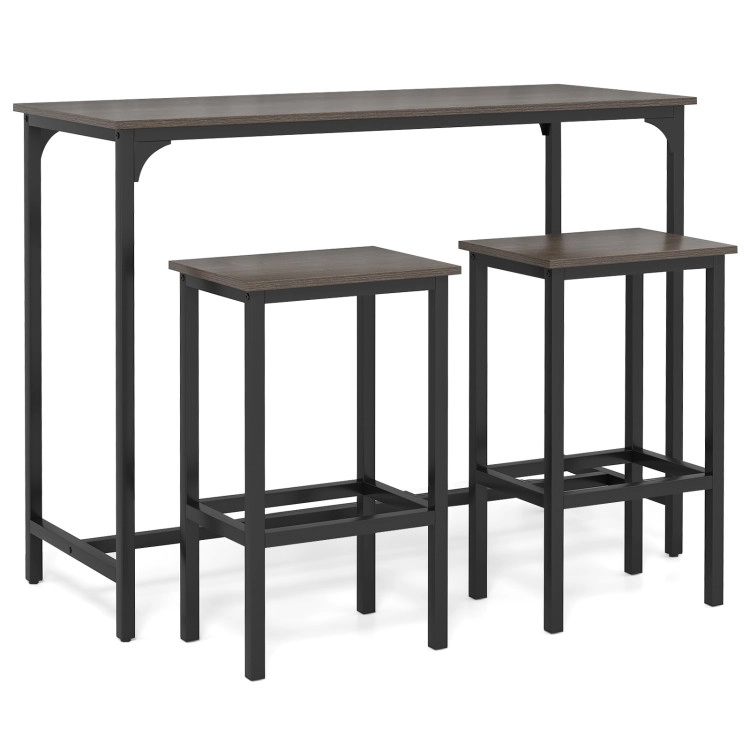 Hivvago Industrial 3-Piece 47.5" Counter-Height Dining Table And 2 Bar Stools