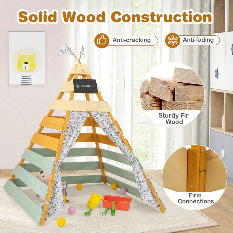Hivvago Triangle Hideaway Playhouse with Removable Chalkboard for Indoor and Outdoor