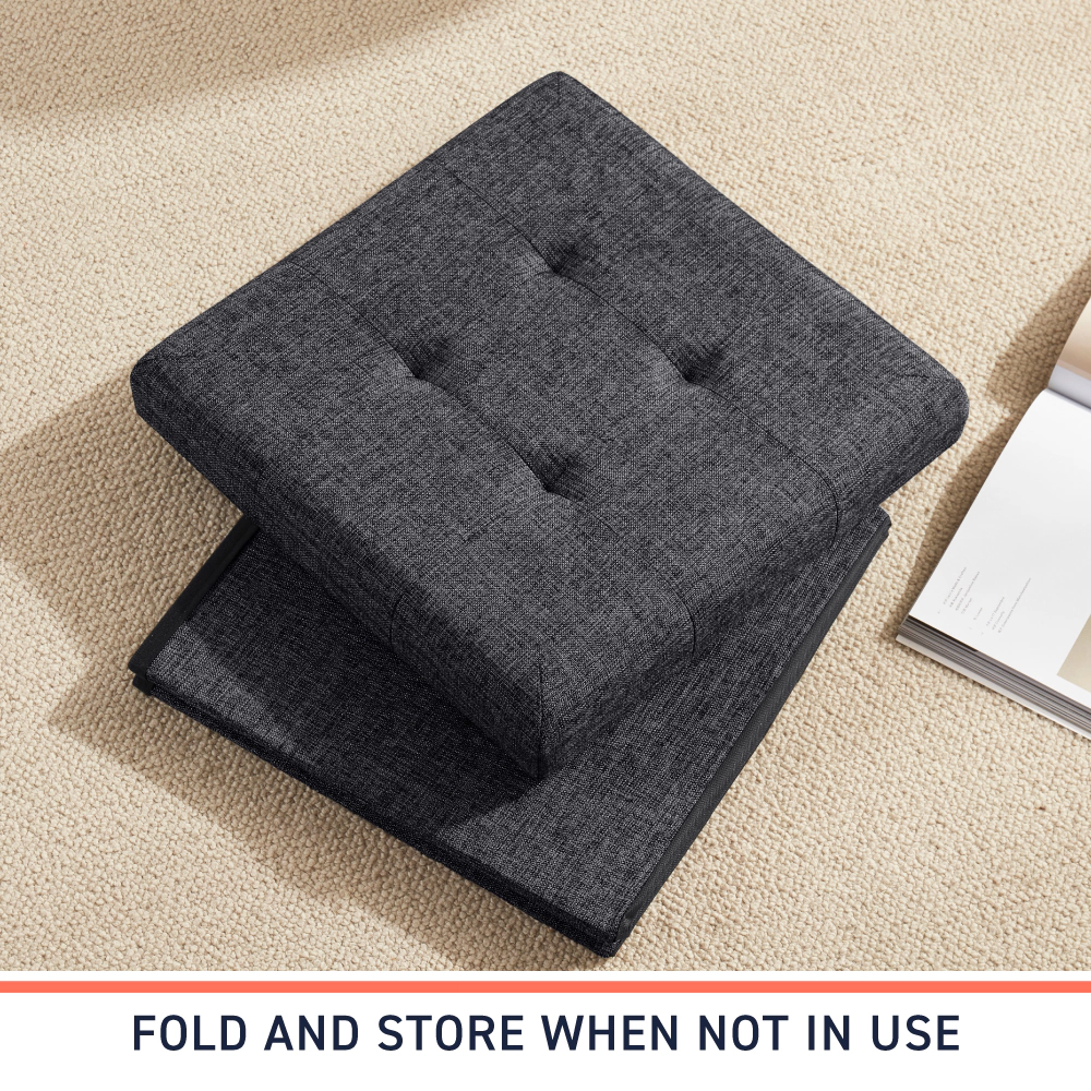 Ornavo Home 15" Collapsible Square Cube Storage Ottoman, Perfect for Dorms, Livingroom and Bedroom