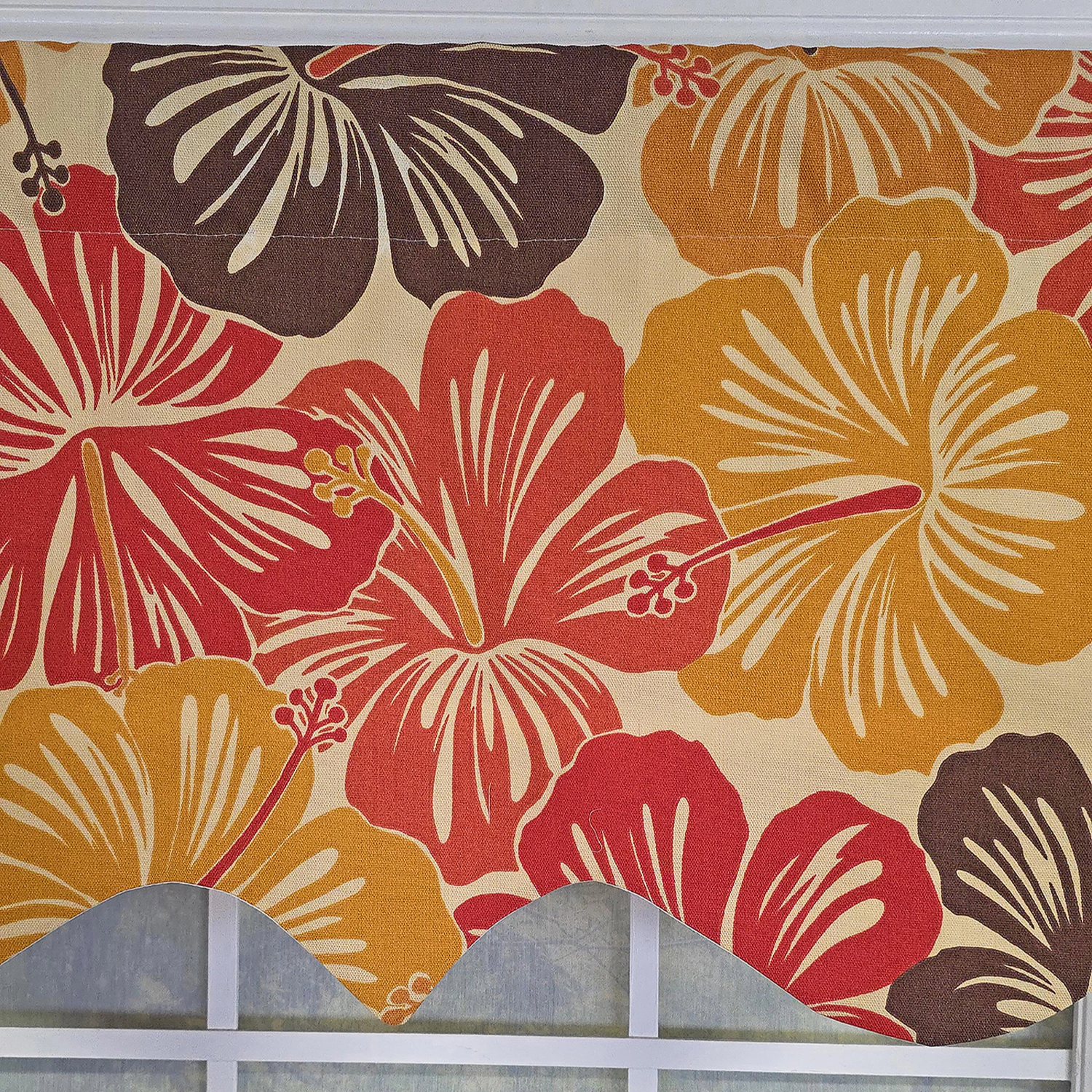 RLF Home Wild Hibiscus Regal 100% Cotton Rod Pocket Lined  Window Valance 50" x 17" Multi