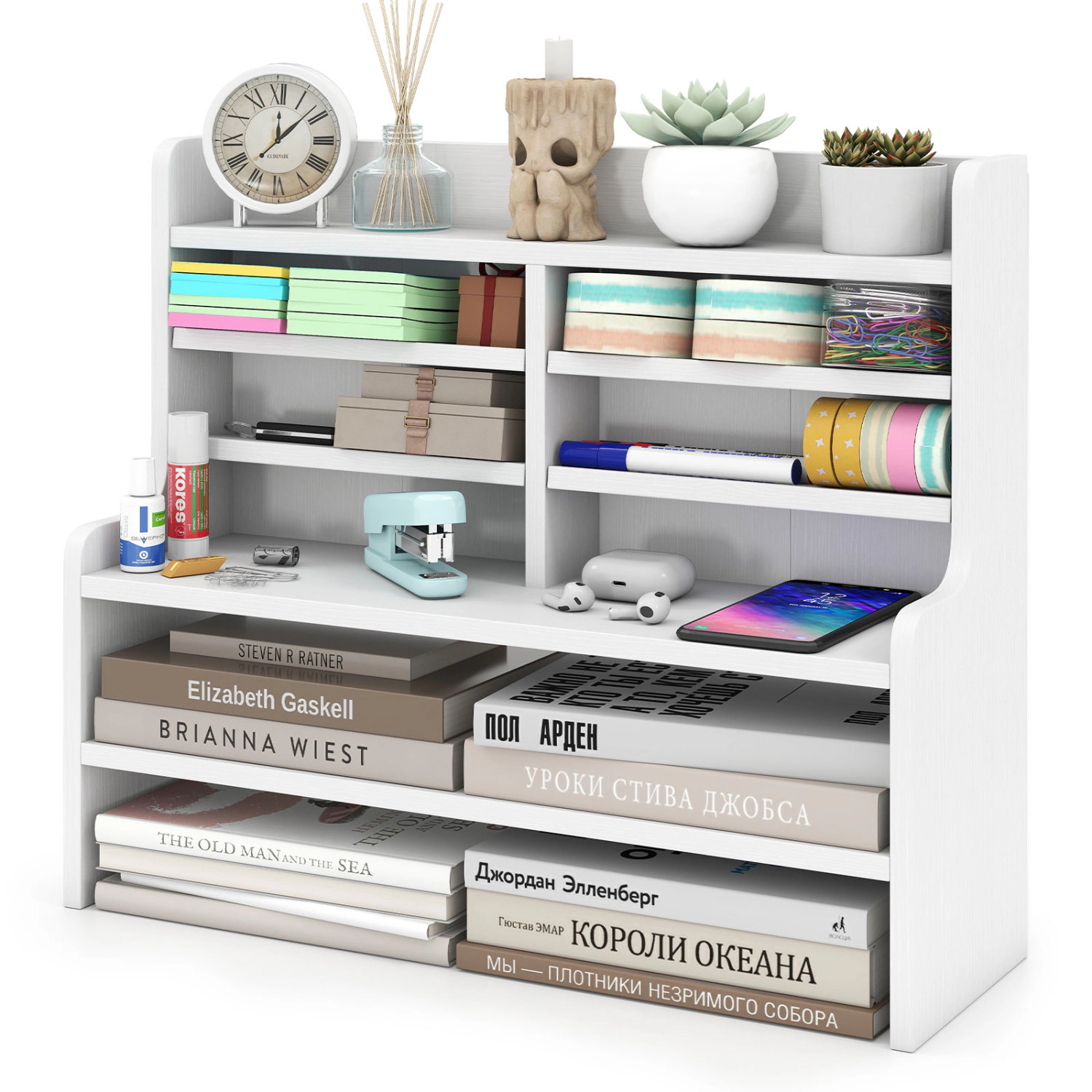 LJG 6-Tier Compact Storage Rack with 4 Removable Shelves for Small Spaces Home Office