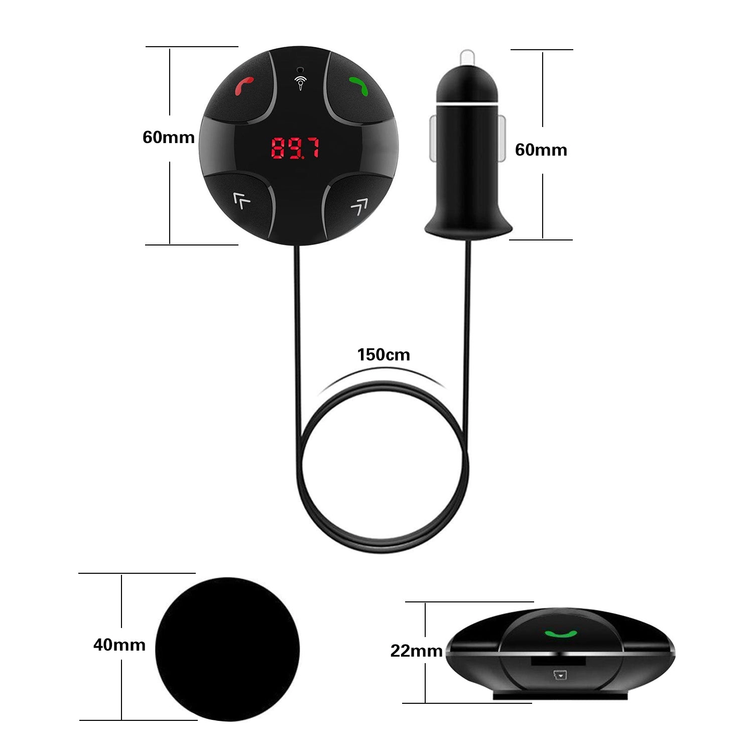 GBruno Wireless FM Transmitter Car Kit With USB Charger