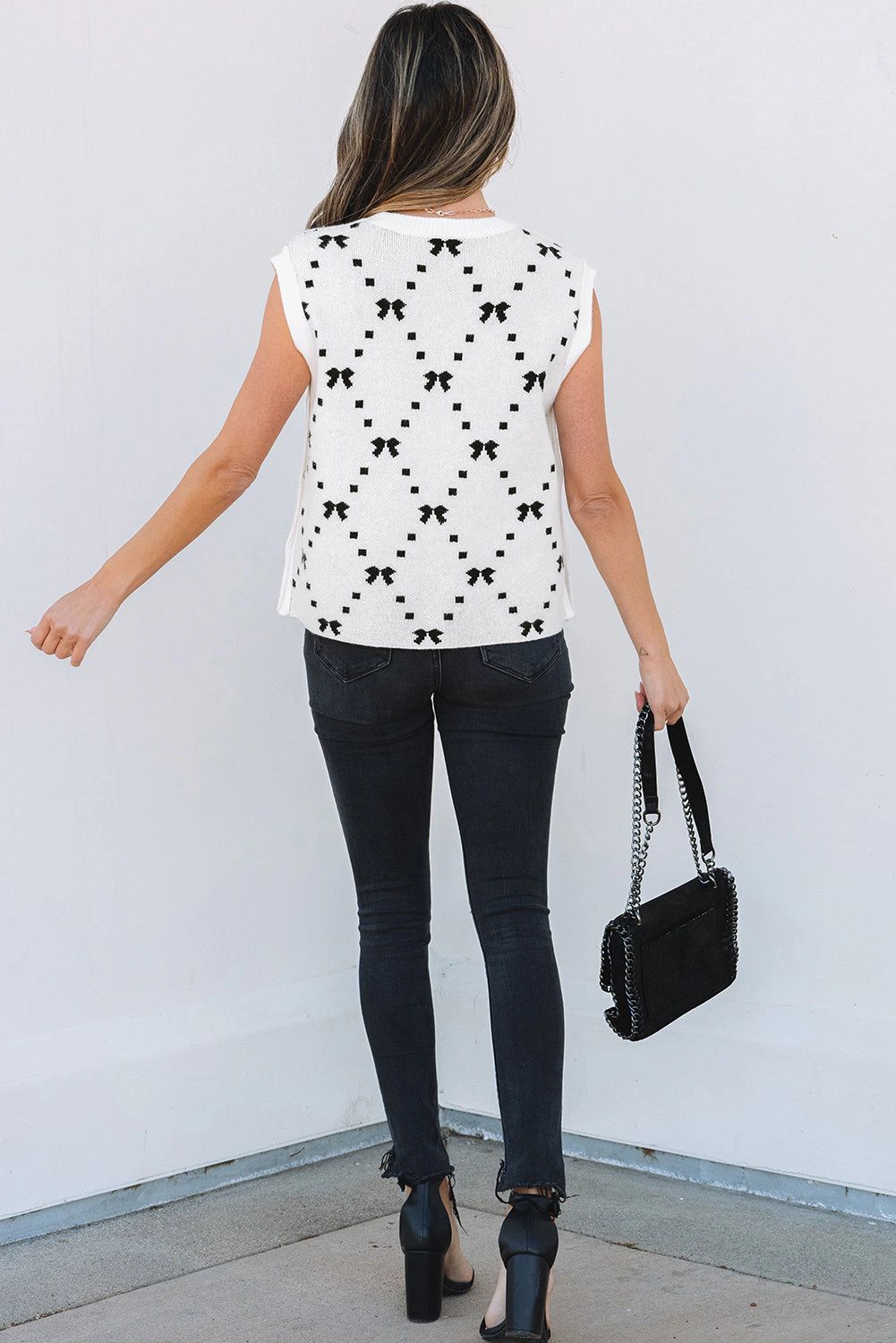 Threaded Pear Women's Reagan Pattern Side Cropped Sweater