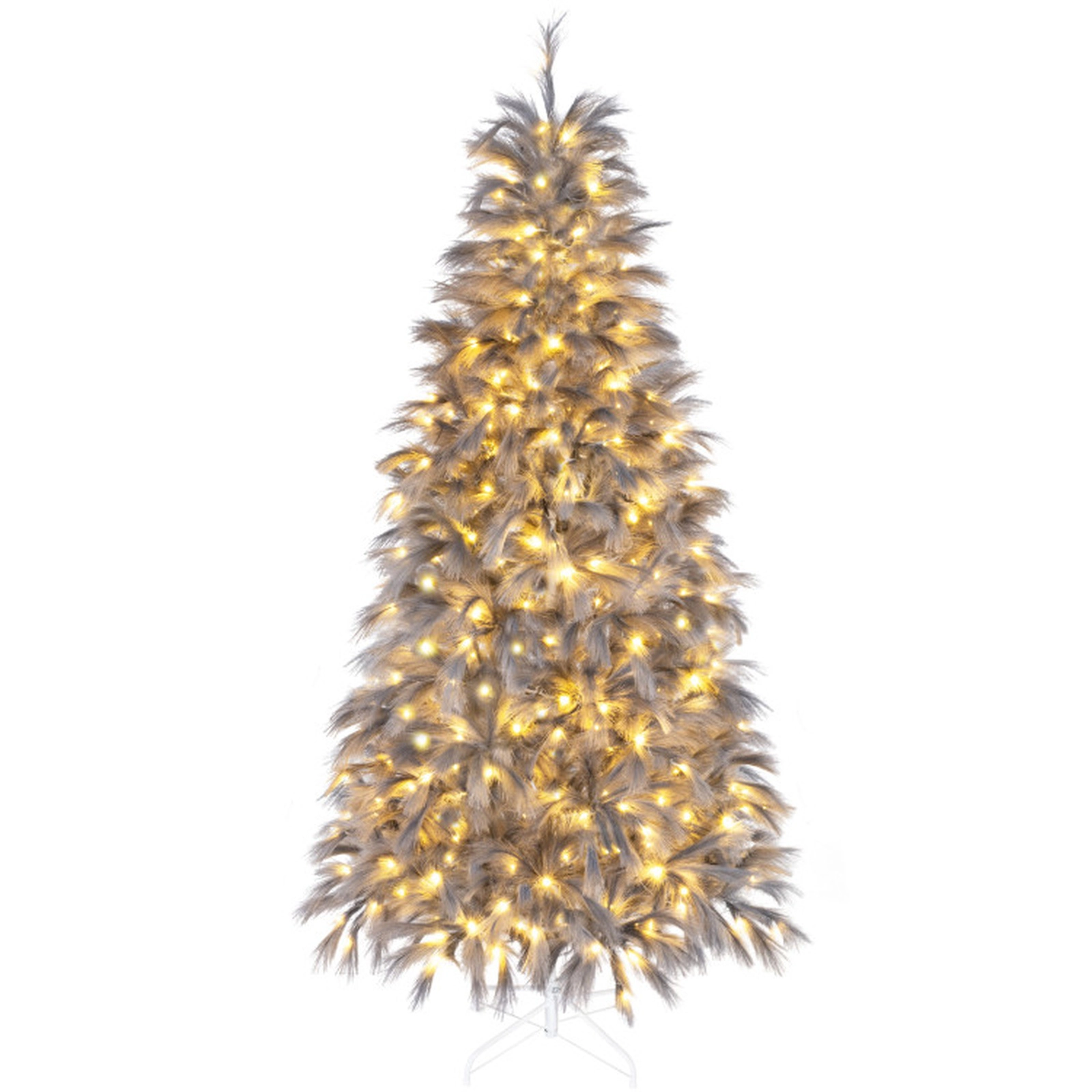 SUGIFT 7-ft Gray Pre-Lit Artificial Christmas Tree with 614 Feather-Inspired Tips and 250 Warm White LED Lights