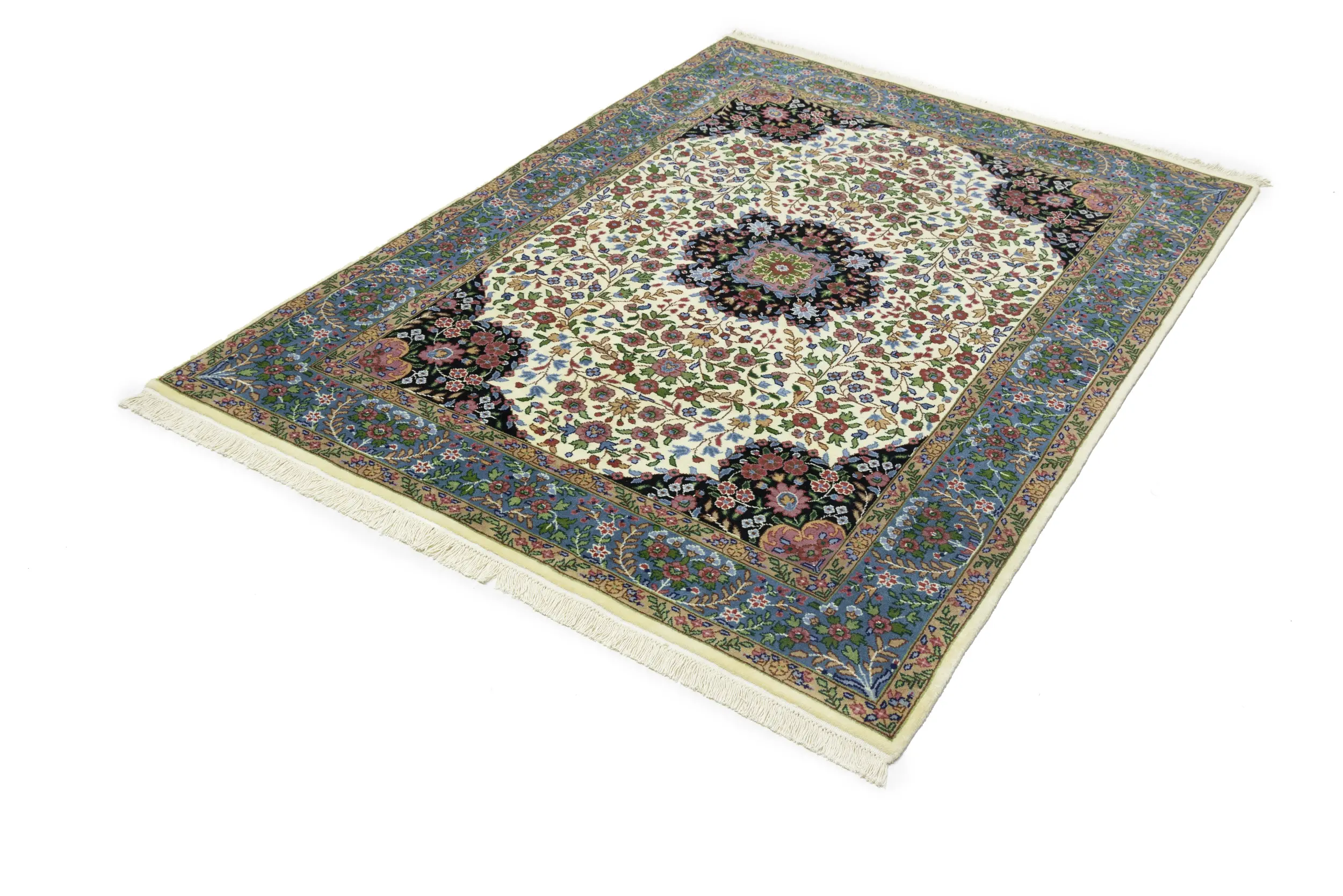 Magic Rugs 5'0 X 6'10 Hand Knotted Cream Kirman Floral Oriental Wool Rug