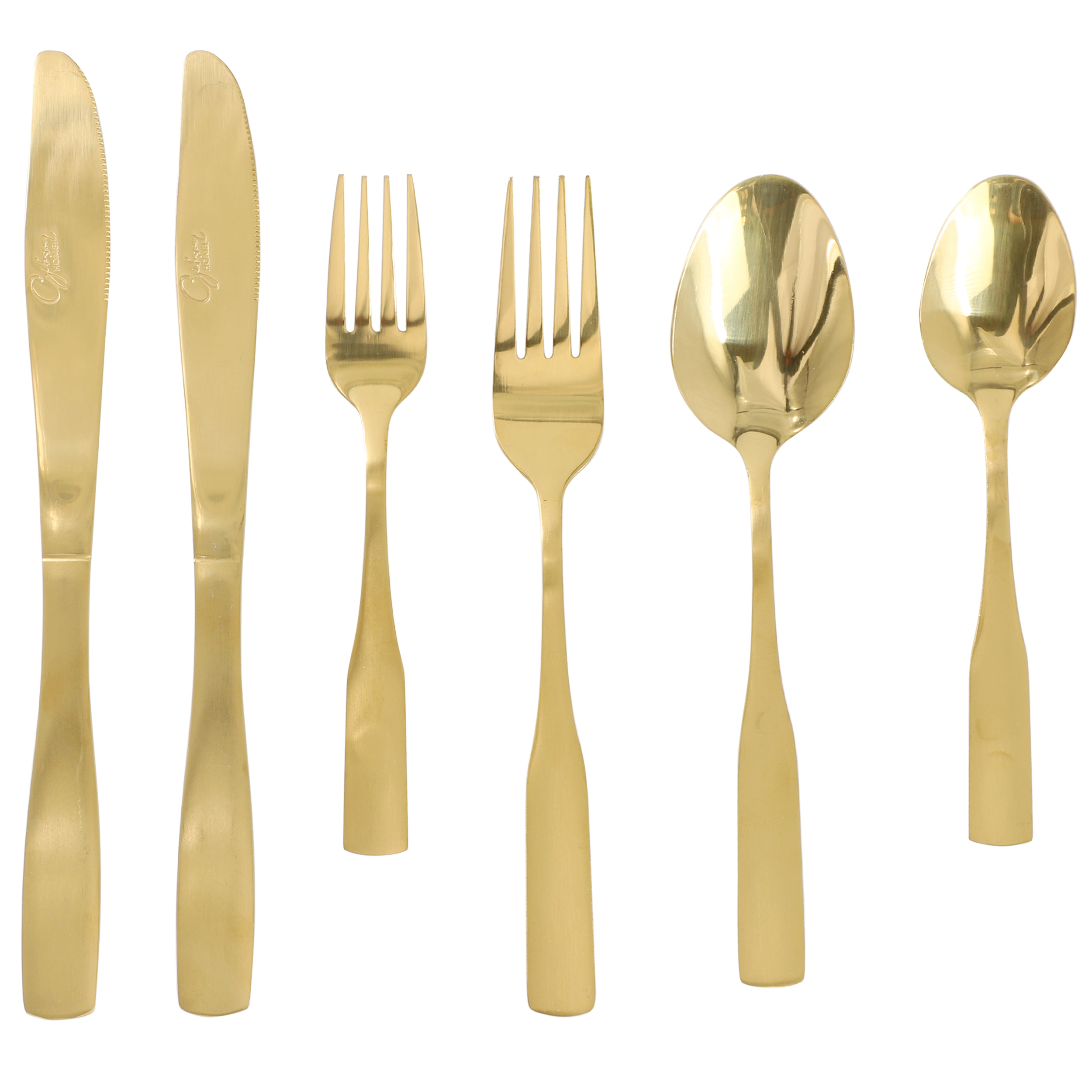 Gibson Home Abbeville 41 Piece Stainless Steel Flatware Set in Gold with Wire Caddy