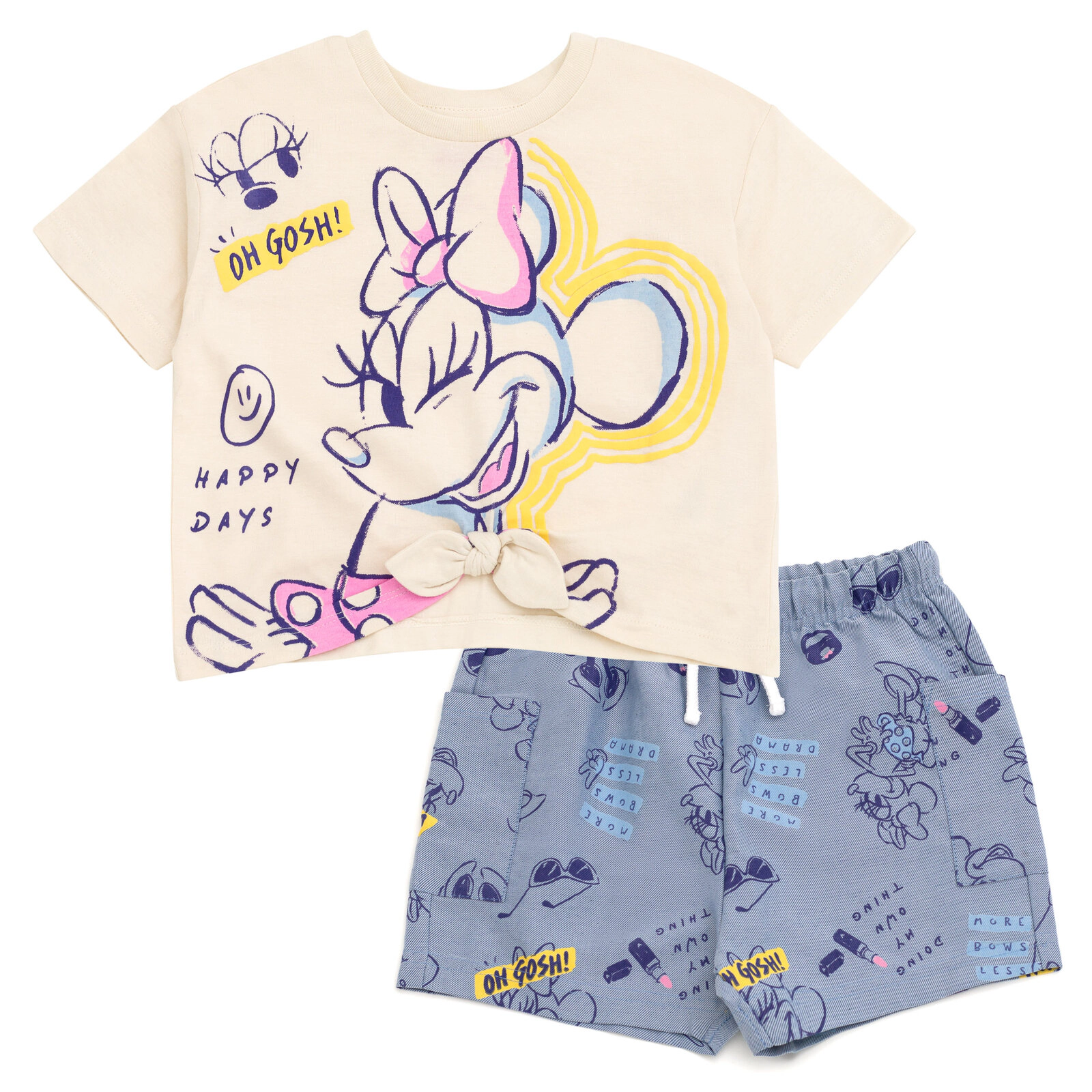 Disney Minnie Mouse Girls' T-Shirt and Chambray Shorts Set