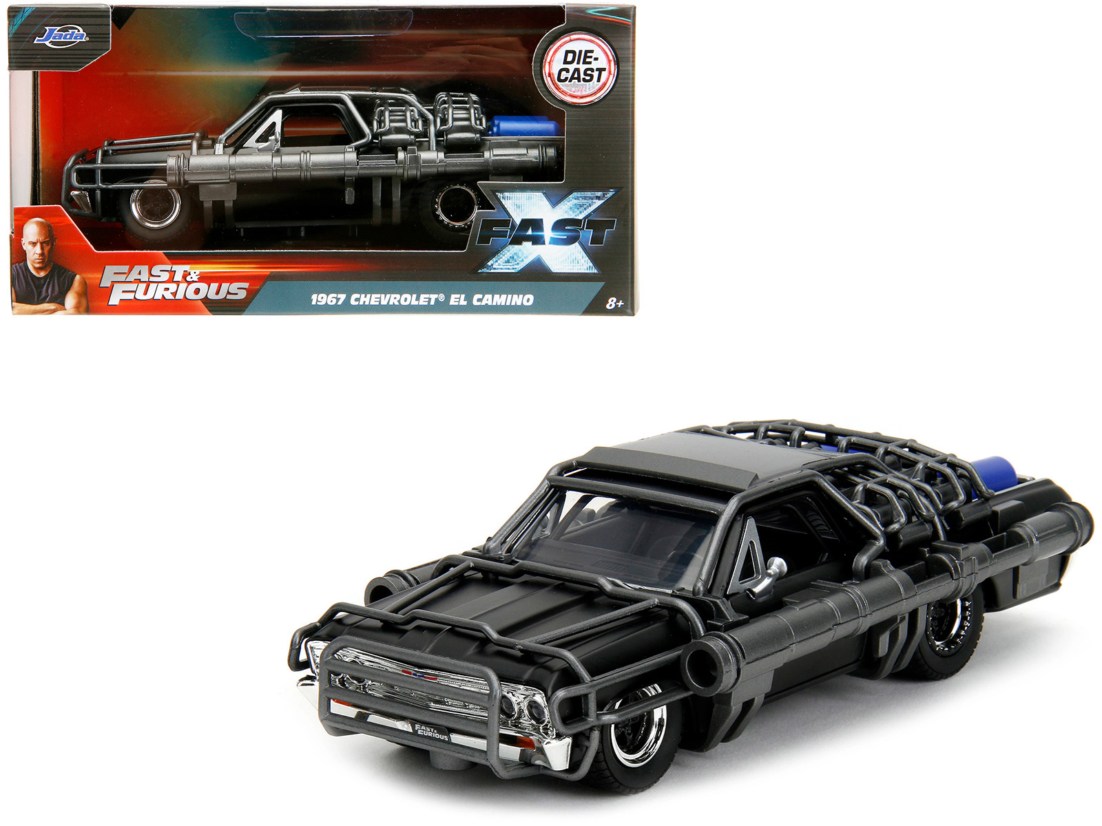 Jada 1967 Chevrolet El Camino with Cannons Matt Black "Fast X" (2023) Movie "Fast & Furious" Series 1/32