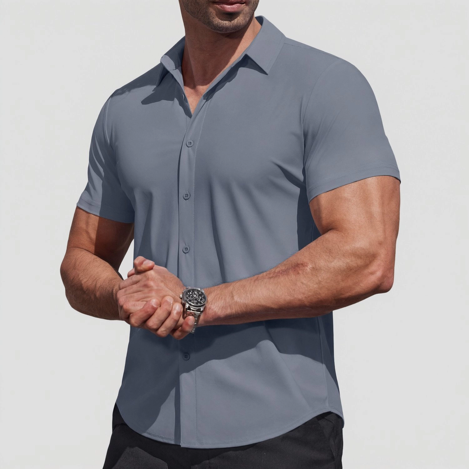 COOFANDY Mens Short Sleeve Button Down Shirts Classic Collar Dressy  Tops
