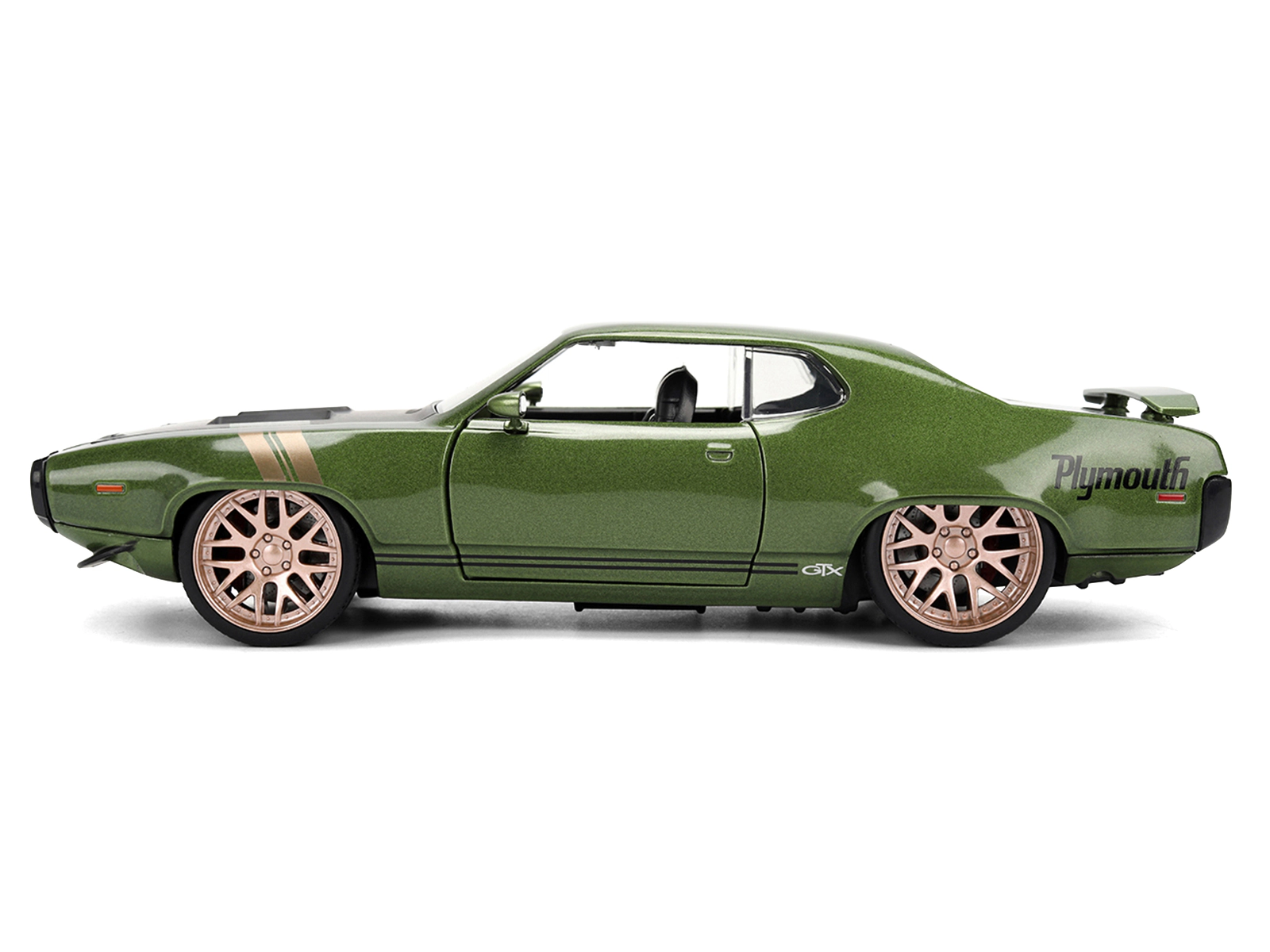 Jada 1972 Plymouth Gtx Green Metallic With Matt Black Hood And Gold Stripes "Bigtime Muscle" Series 1/24