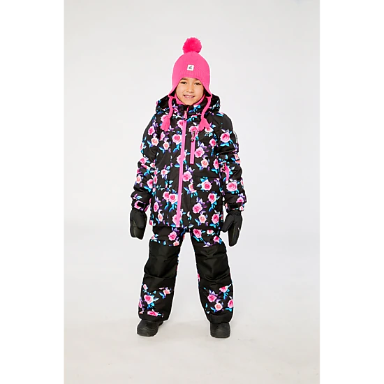 Deux par Deux Girls Rose Print Two Piece Play Snowsuit with Hooded Jacket and Snow Pants
