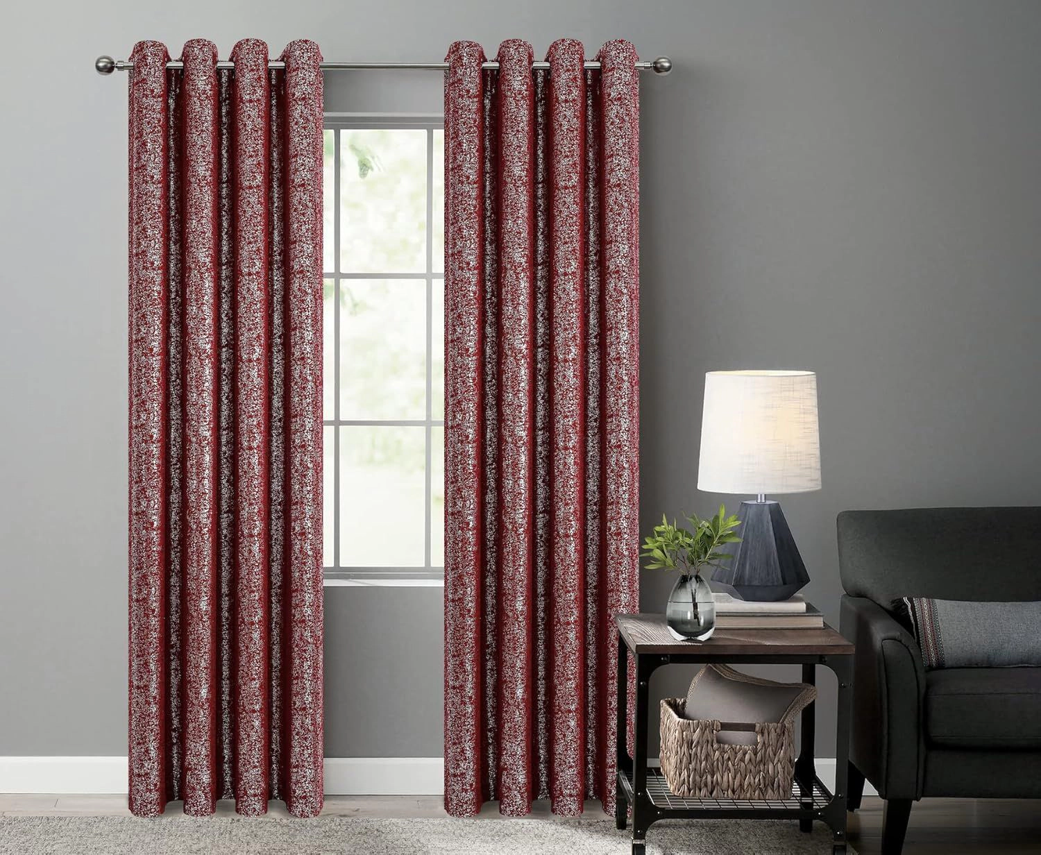 Kate Aurora 2 Piece Metallic Sparkle Thermal Grommet Blackout Curtain Panels