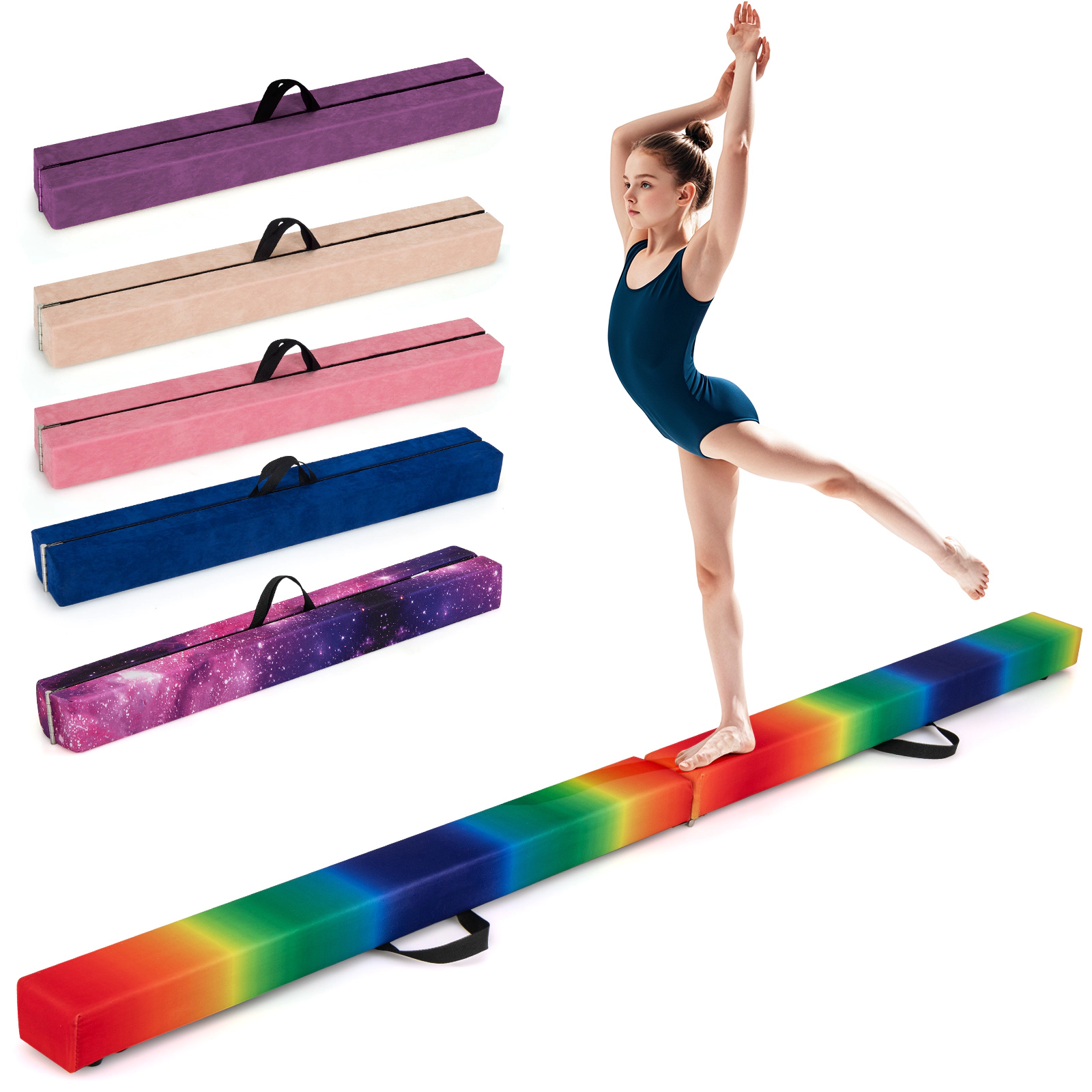 SUGIFT Multicolor 82.5-in 154-lb Capacity Folding Floor Balance Beam with Wood Core and Carry Handles