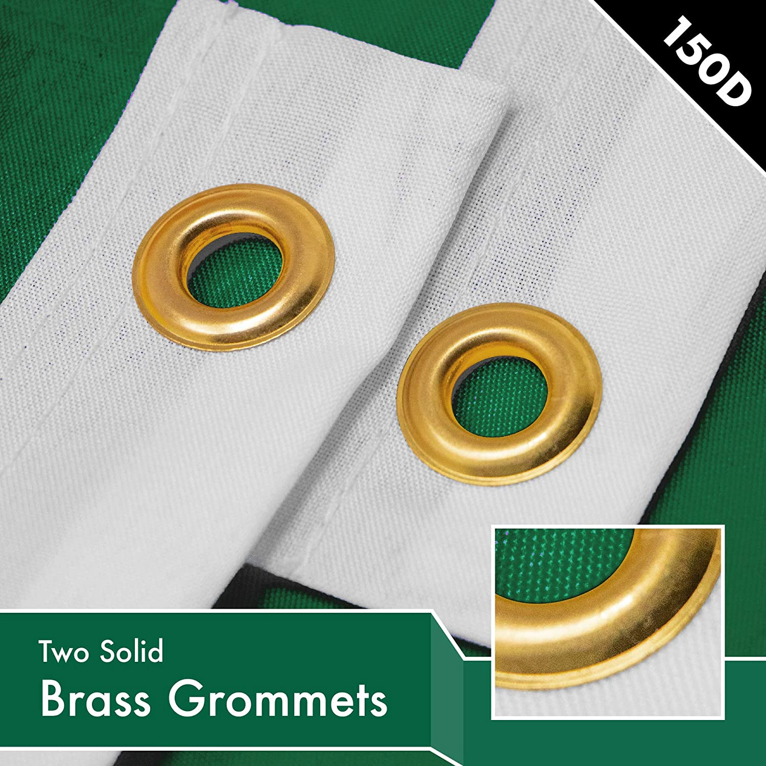 G128 Dark Green Solid Flag - 3x5 ft, 150D Polyester, Dye-Sublimated, Brass Grommets, Double-Needle Stitching